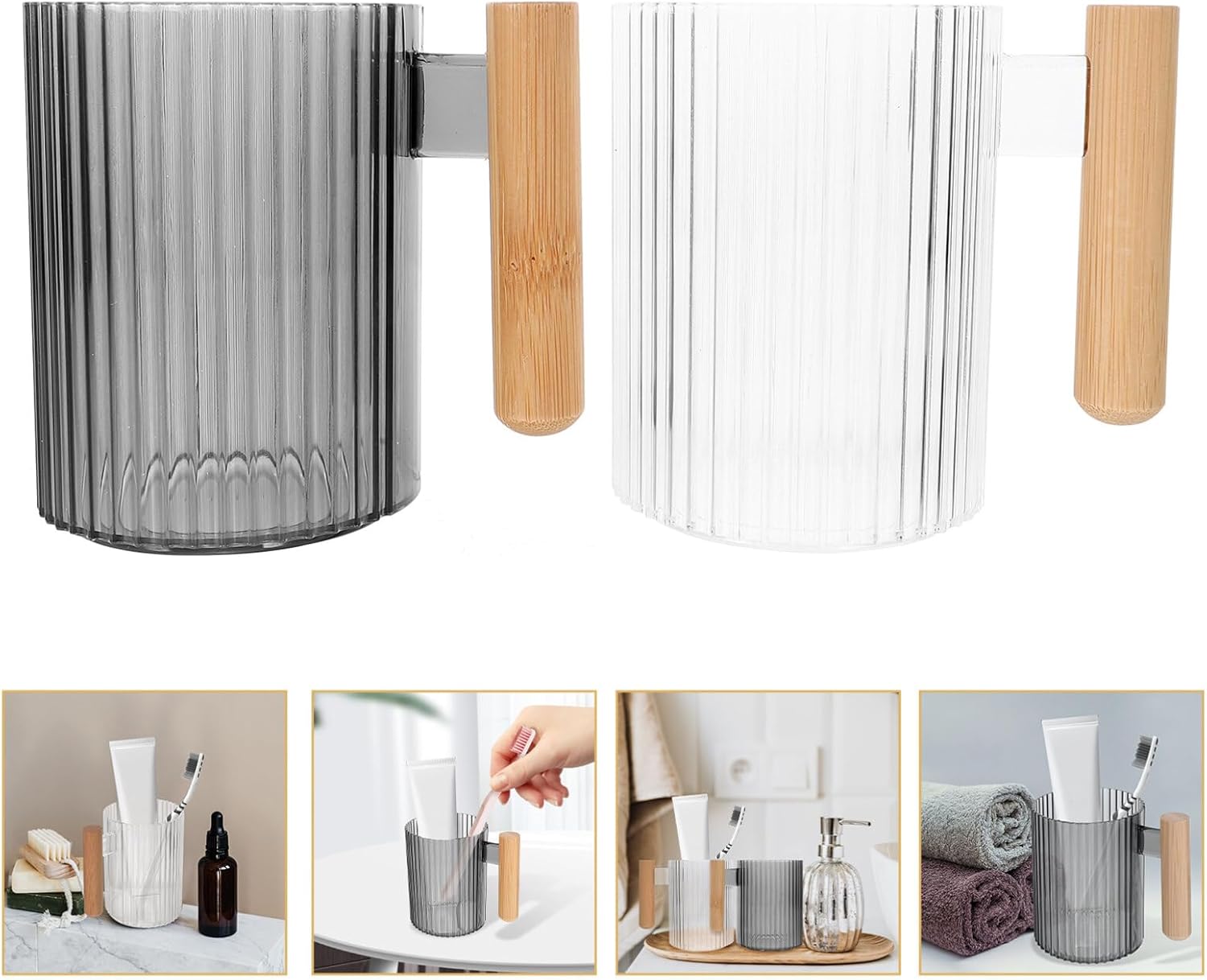 ABOOFAN 4-Piece Toothbrush Storage Cup Set