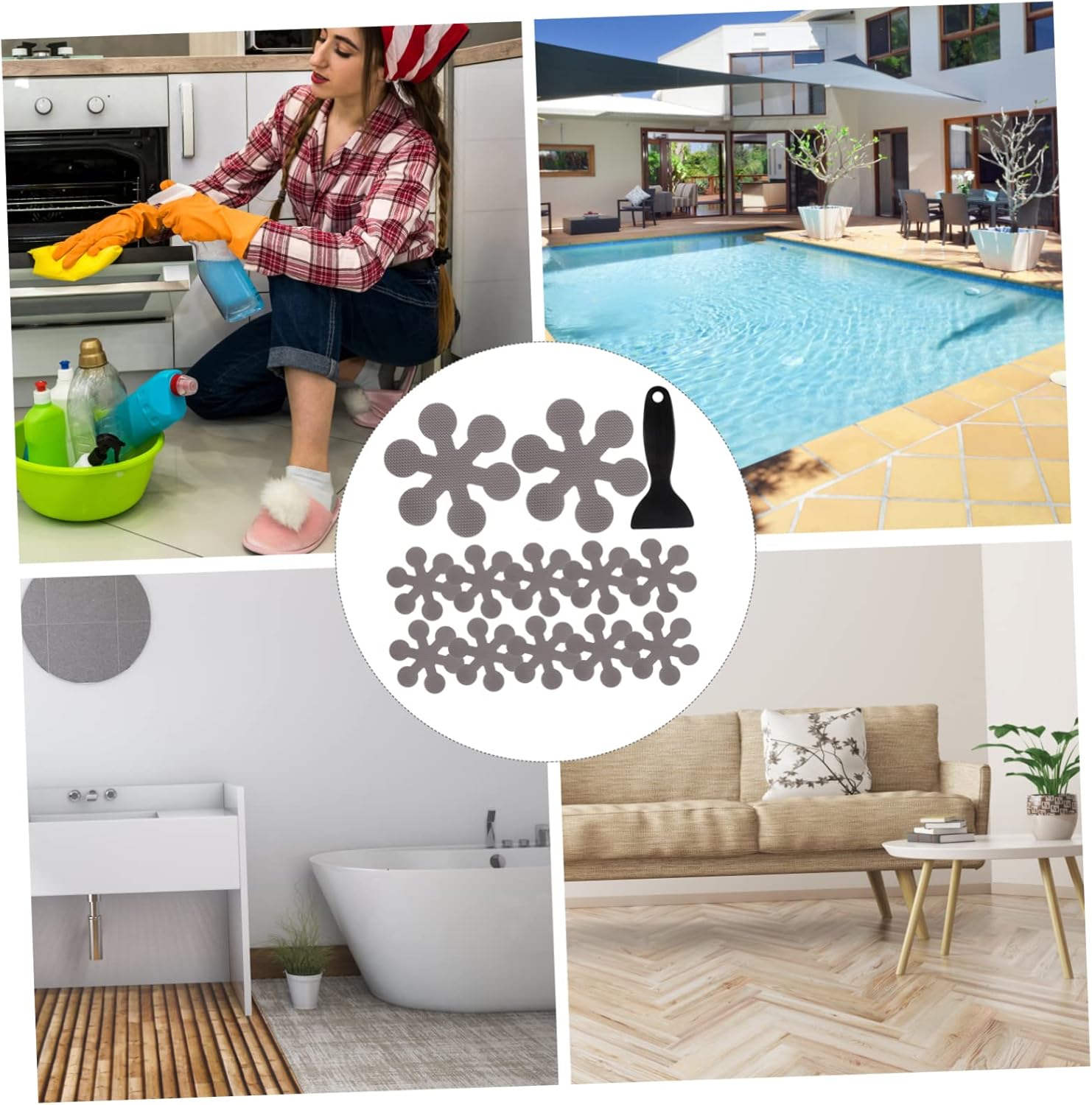 VOSAREA 1Set Slip-Proof Snowflake Bathtub Stickers