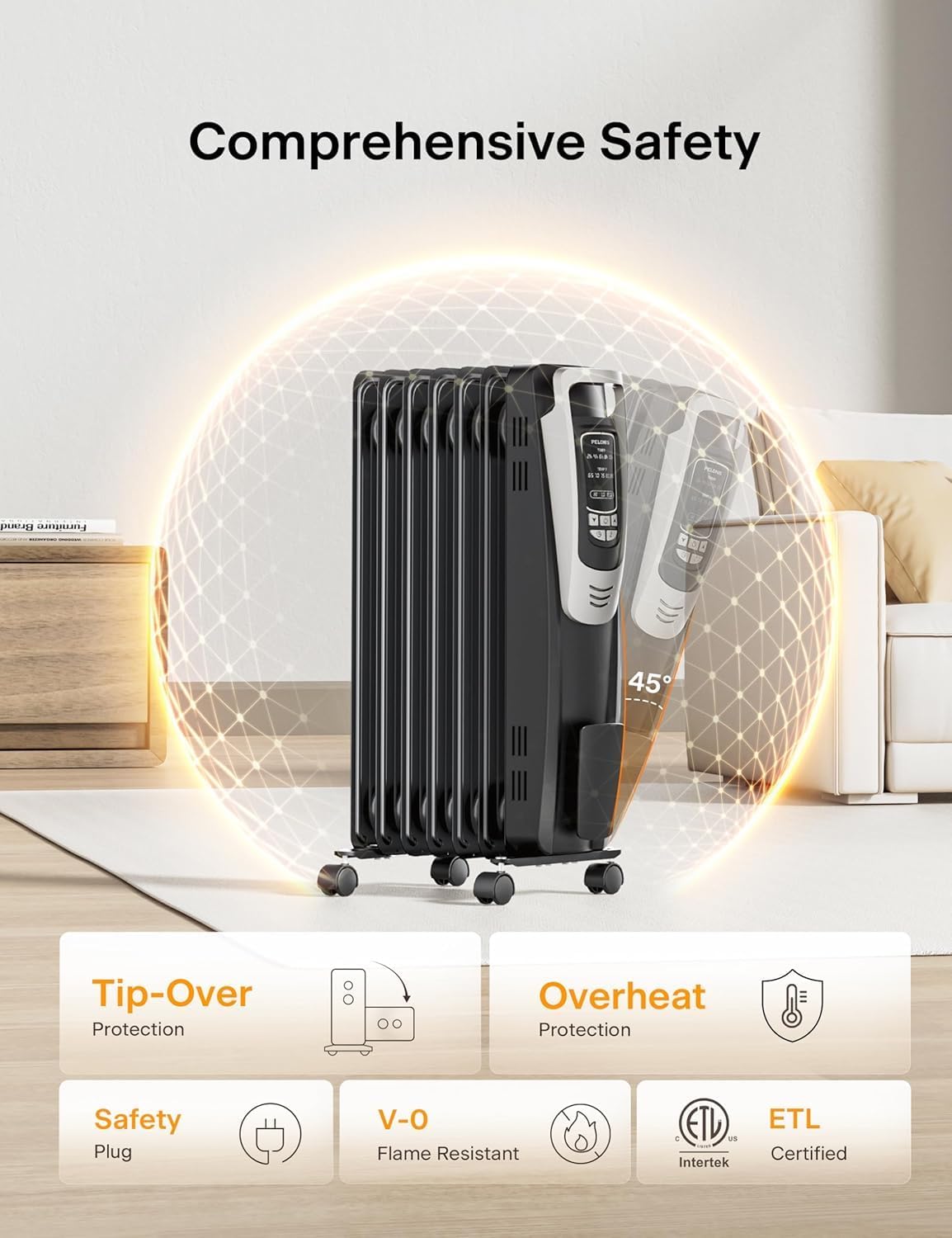 besuhot Radiator Heater with Remote and LED Display