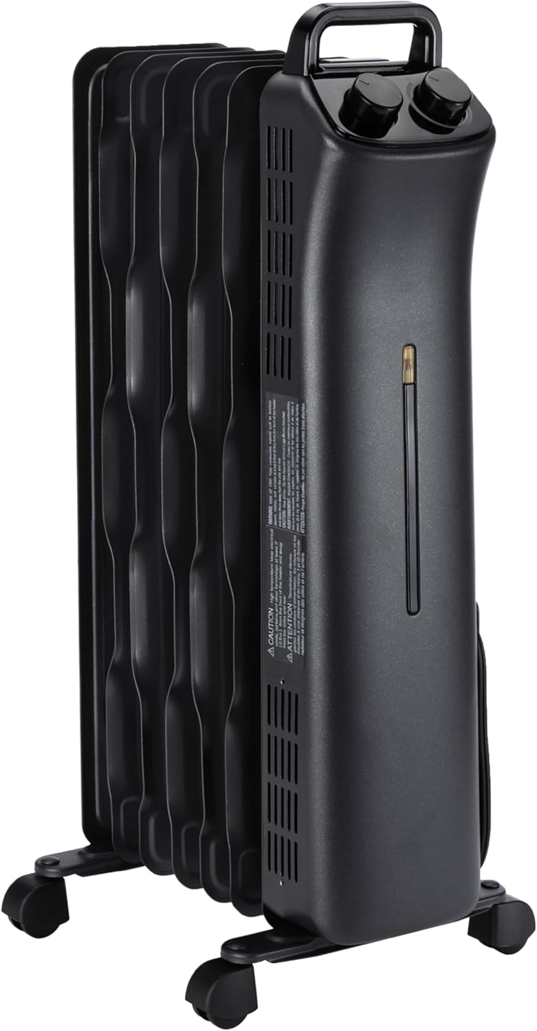 Amazon Basics 1500W Oil Space Heater 3 Settings ETL Certified Black