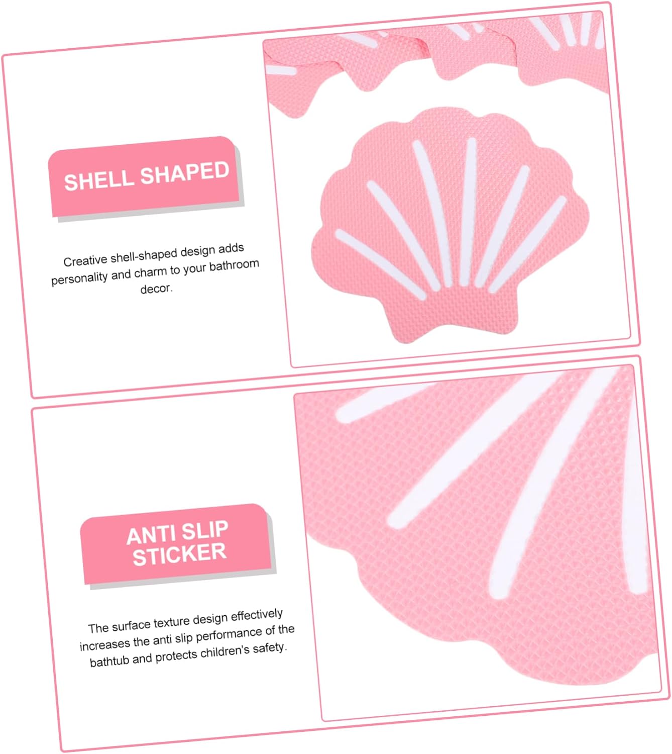 KONTONTY 12pcs Shell Shape Non-Slip Bath Decals