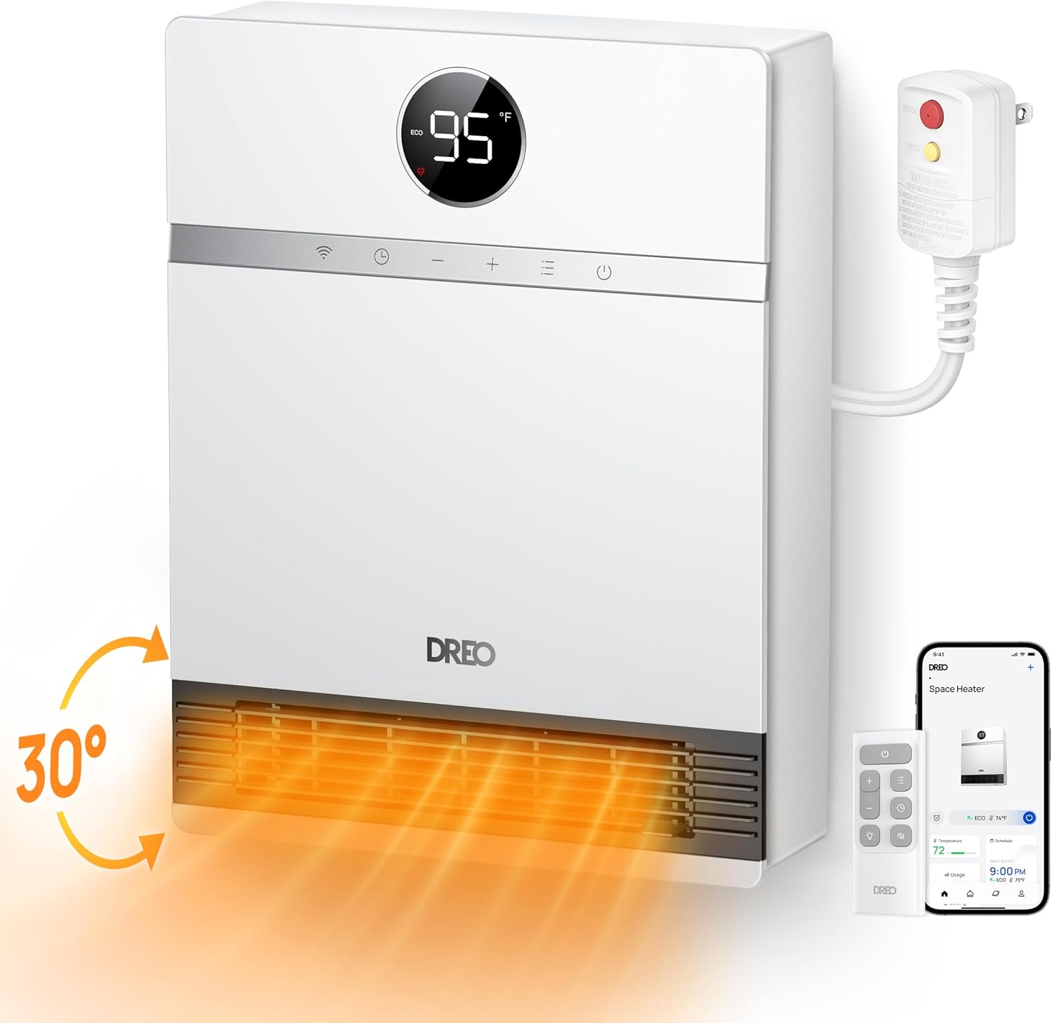 Dreo Smart Wall Heater with ALCI Plug and Alexa Compatibility