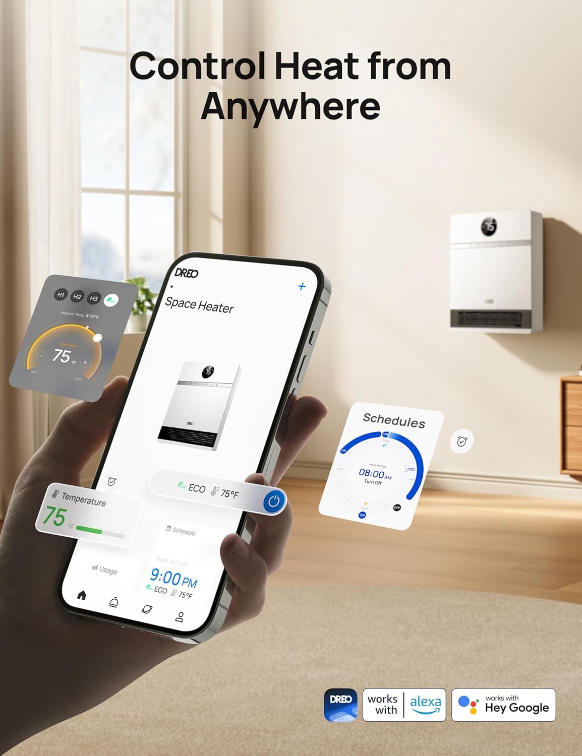 Dreo Smart Wall Heater with Alexa Compatibility