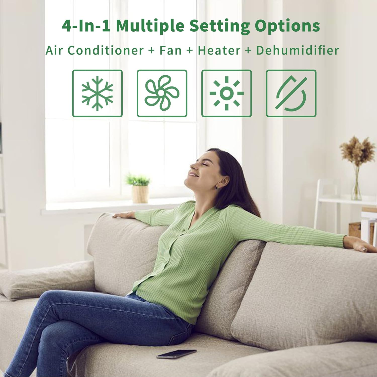 Uhome 12000 BTU Portable AC Heater Combo Unit with Window Kit White