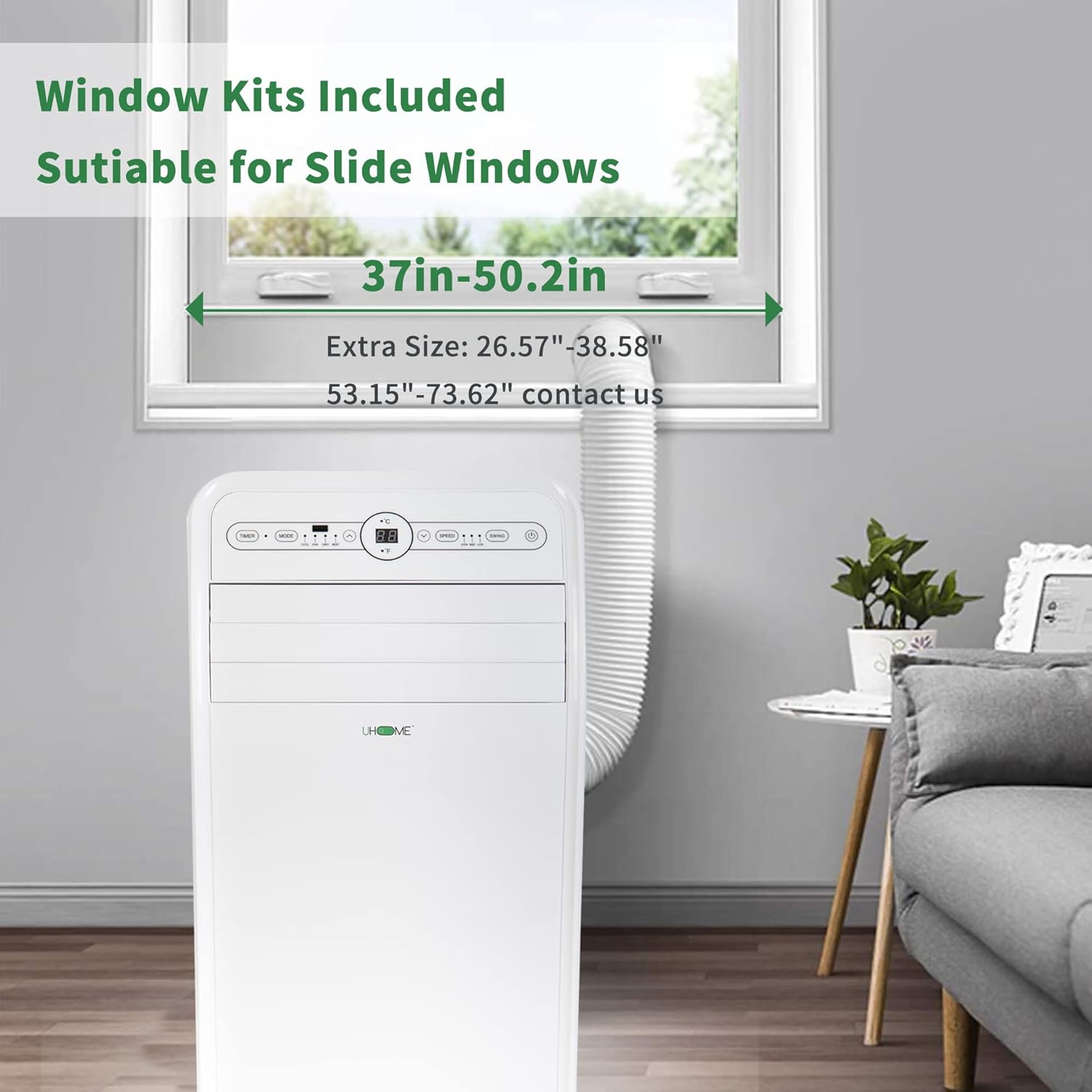 Uhome 12000 BTU Portable AC Heater Combo Unit with Window Kit White