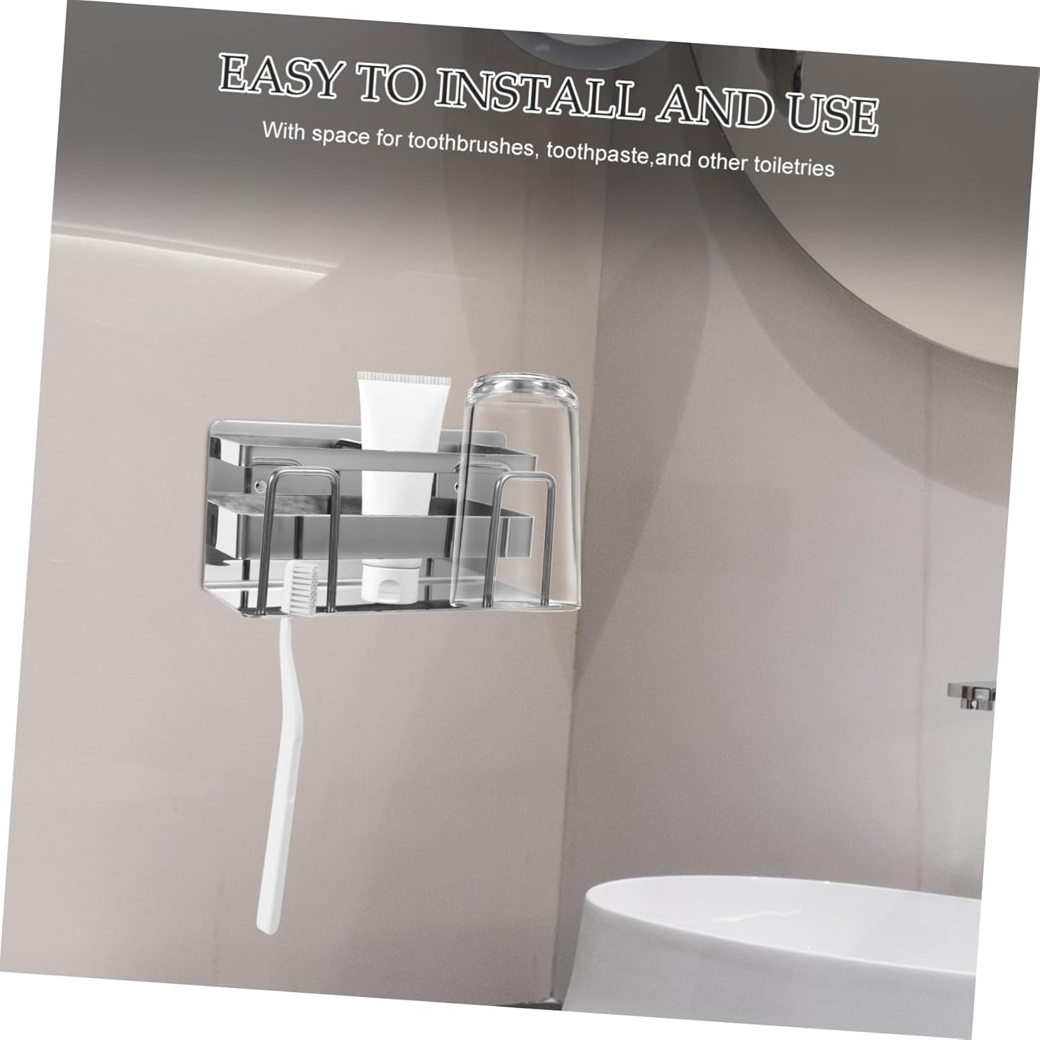 HEALLILY Wall-Mount Toothbrush Holder No Drill