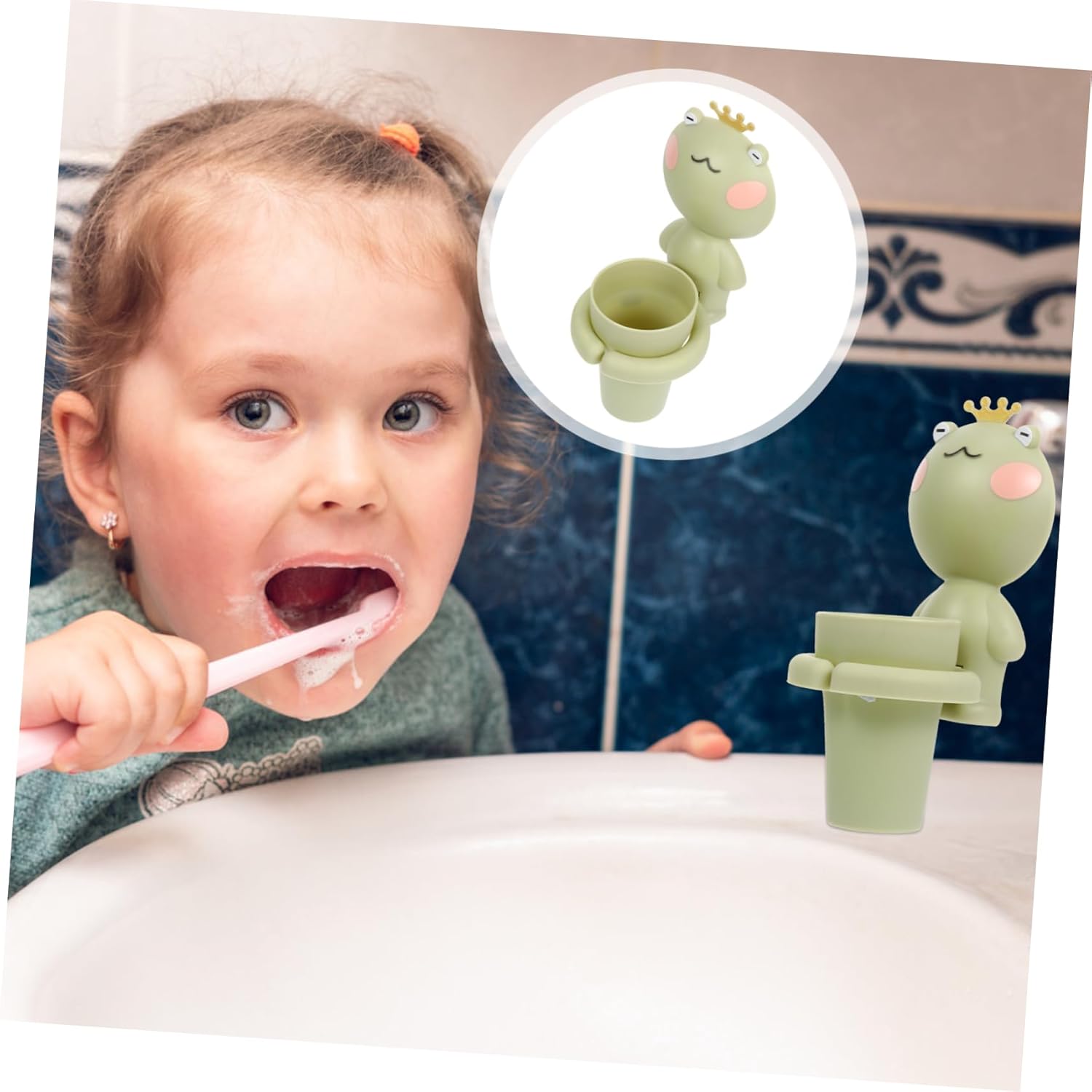 ARTSEWPLY Cartoon Wall Mounted Toothbrush Holder with Cup