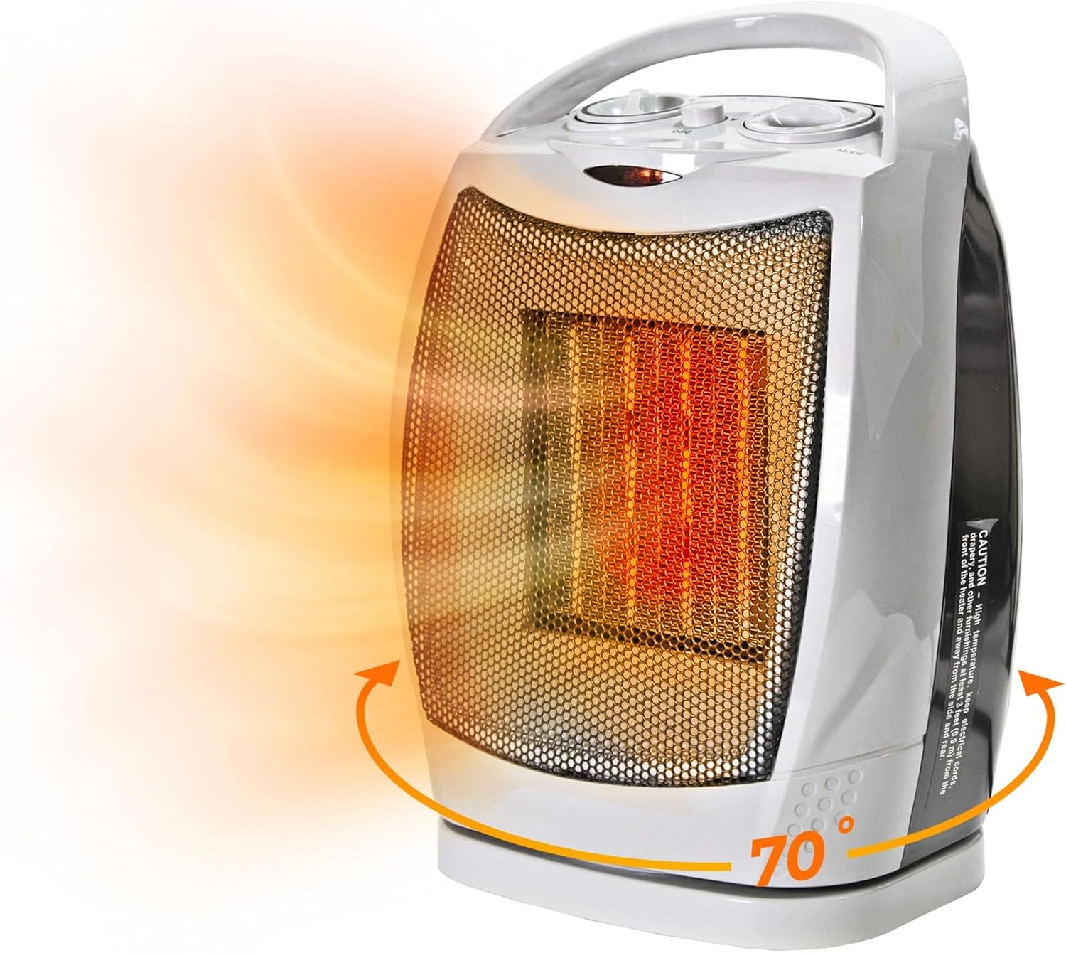 Comfort Zone Oscillating Electric Space Heater with Adjustable Thermostat and Safety Features
