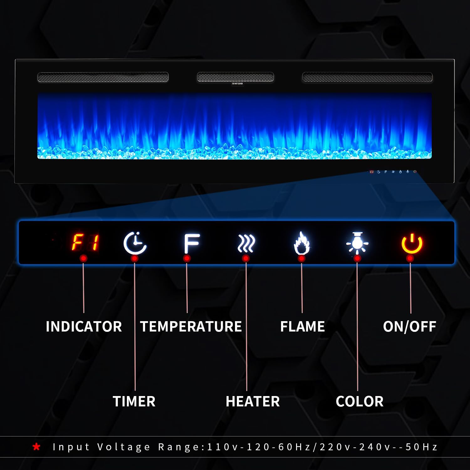 oneinmil Electric Fireplace 50 Inch WallMounted