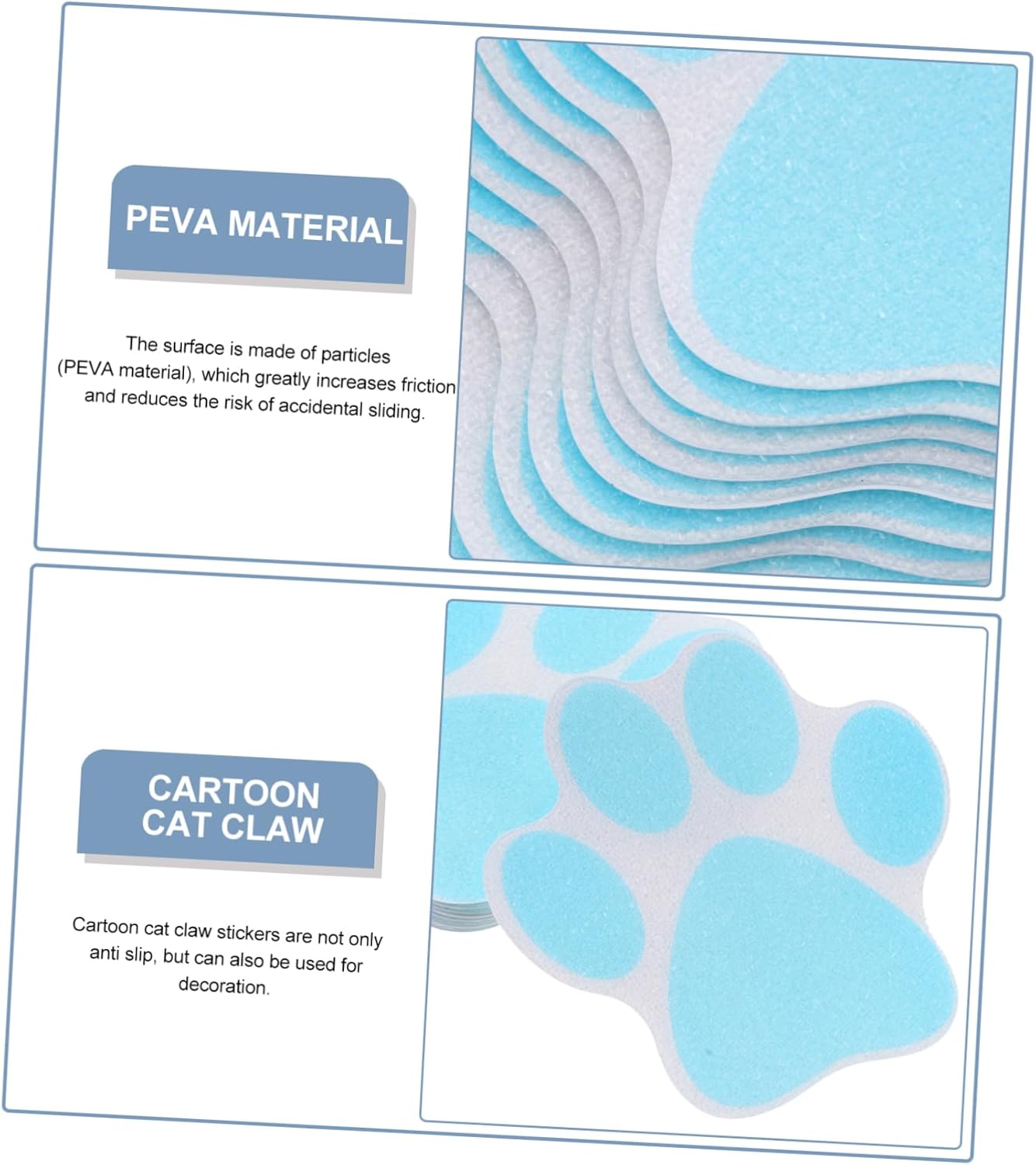 Garneck 10pcs Blue Paw Print Non-Slip Bathtub Stickers