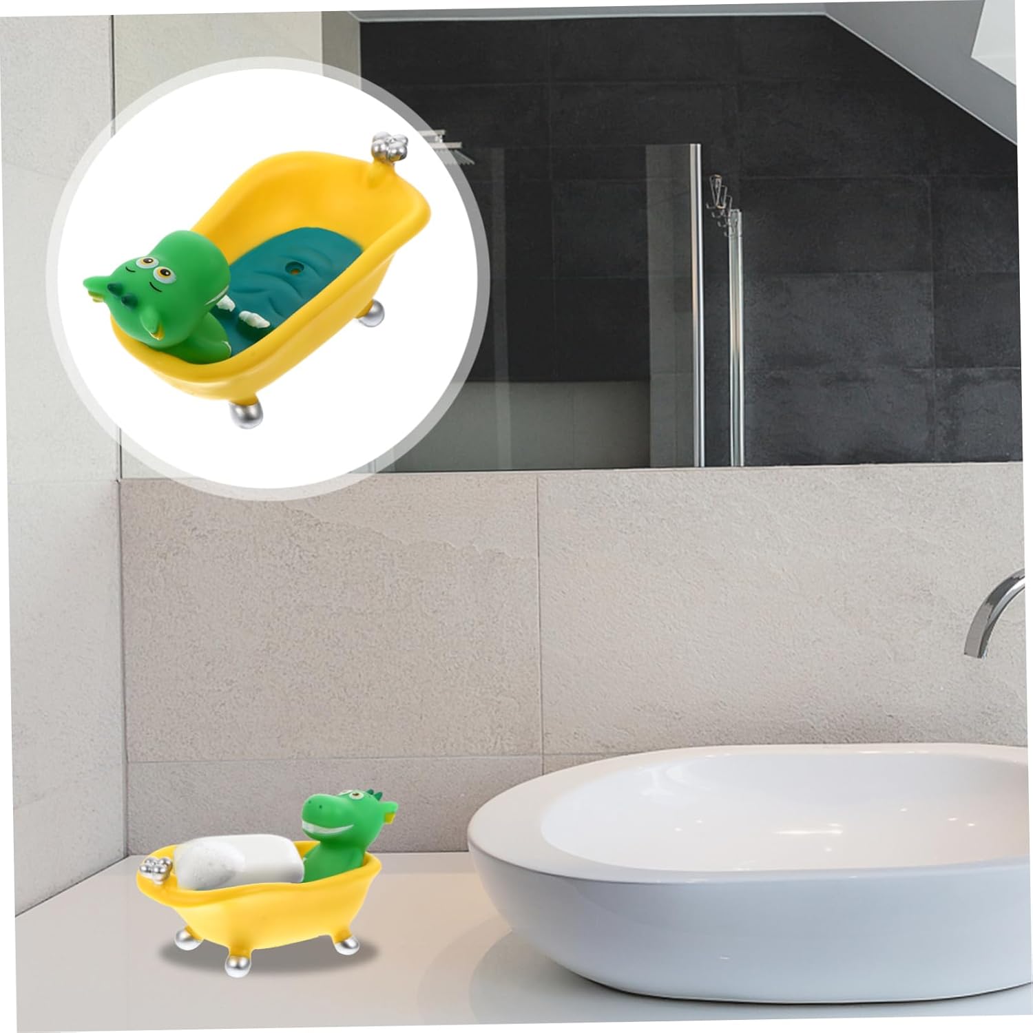 Luxshiny Cartoon Dinosaur Soap Box Drain Holder