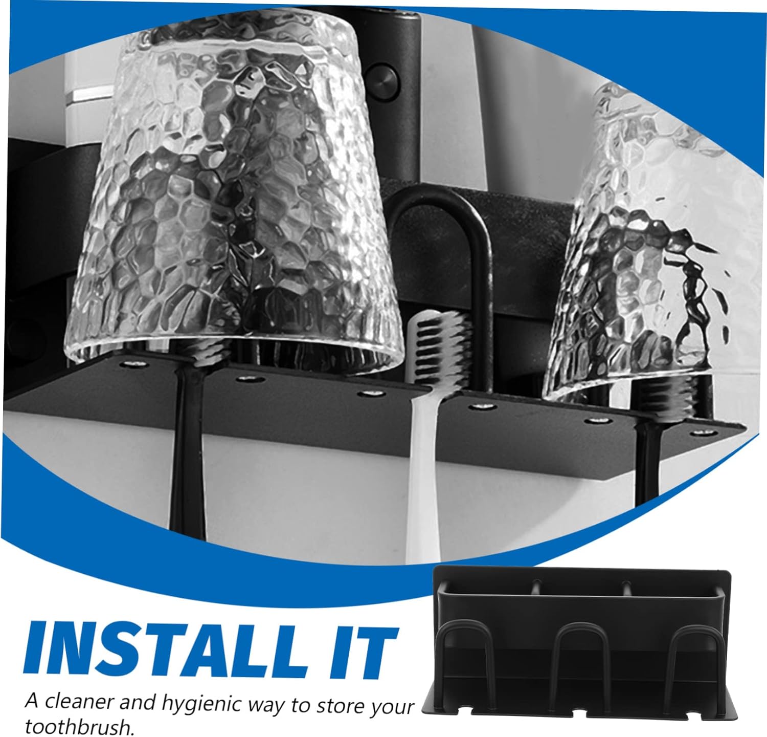 Wall Mounted Metal Toothbrush Holder with Cup Stand