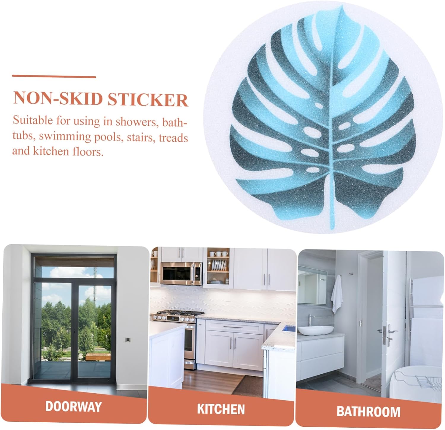 HEALLILY Anti-Slip Bathtub Decals with Leaf Design