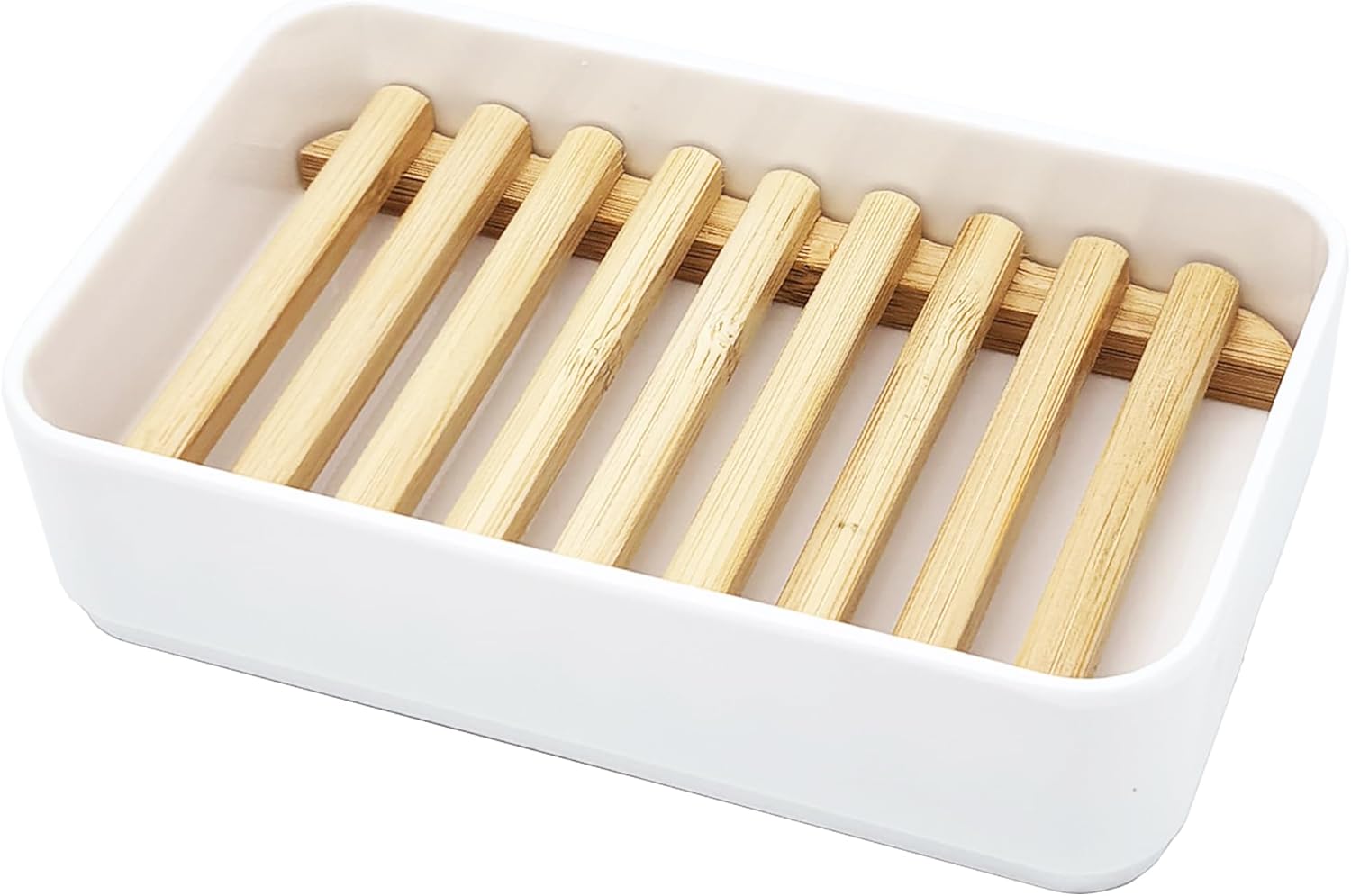 Bamboo Soap Dish Holder with Melamine Base 1 Pack