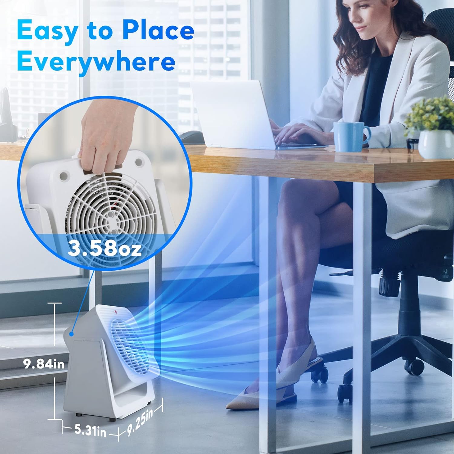 TRUSTECH 2 in 1 Heater Fan for Desk Fast Heating Fan Modes
