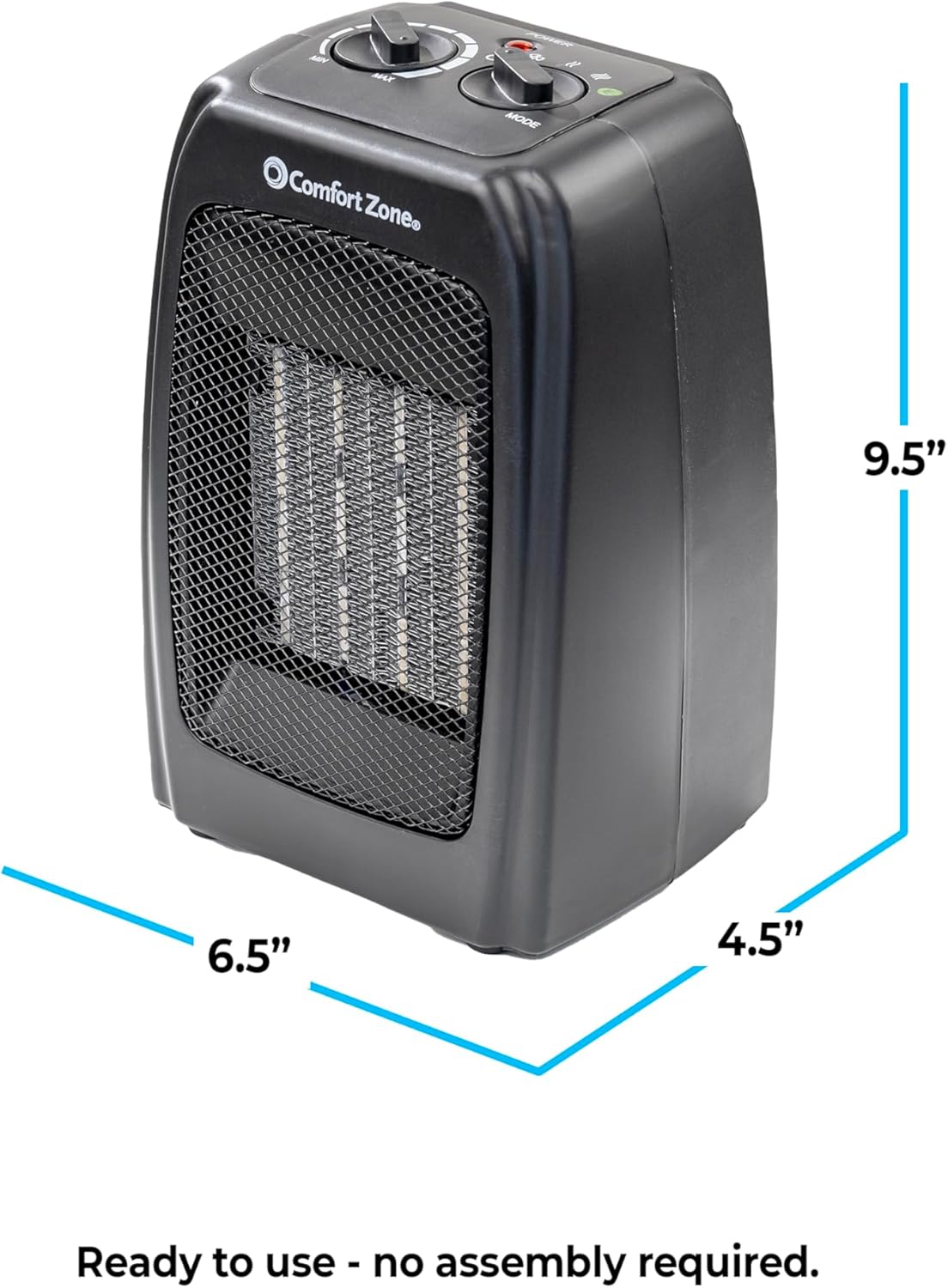 Comfort Zone CZ442E Ceramic Heater - 1500W Portable with Thermostat