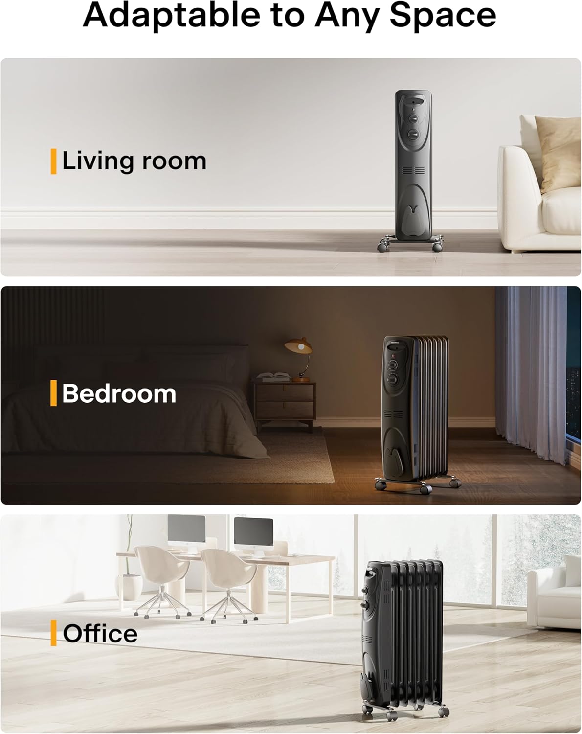 PELONIS PHO15A2AGB 1500W Oil Filled Space Heater Black