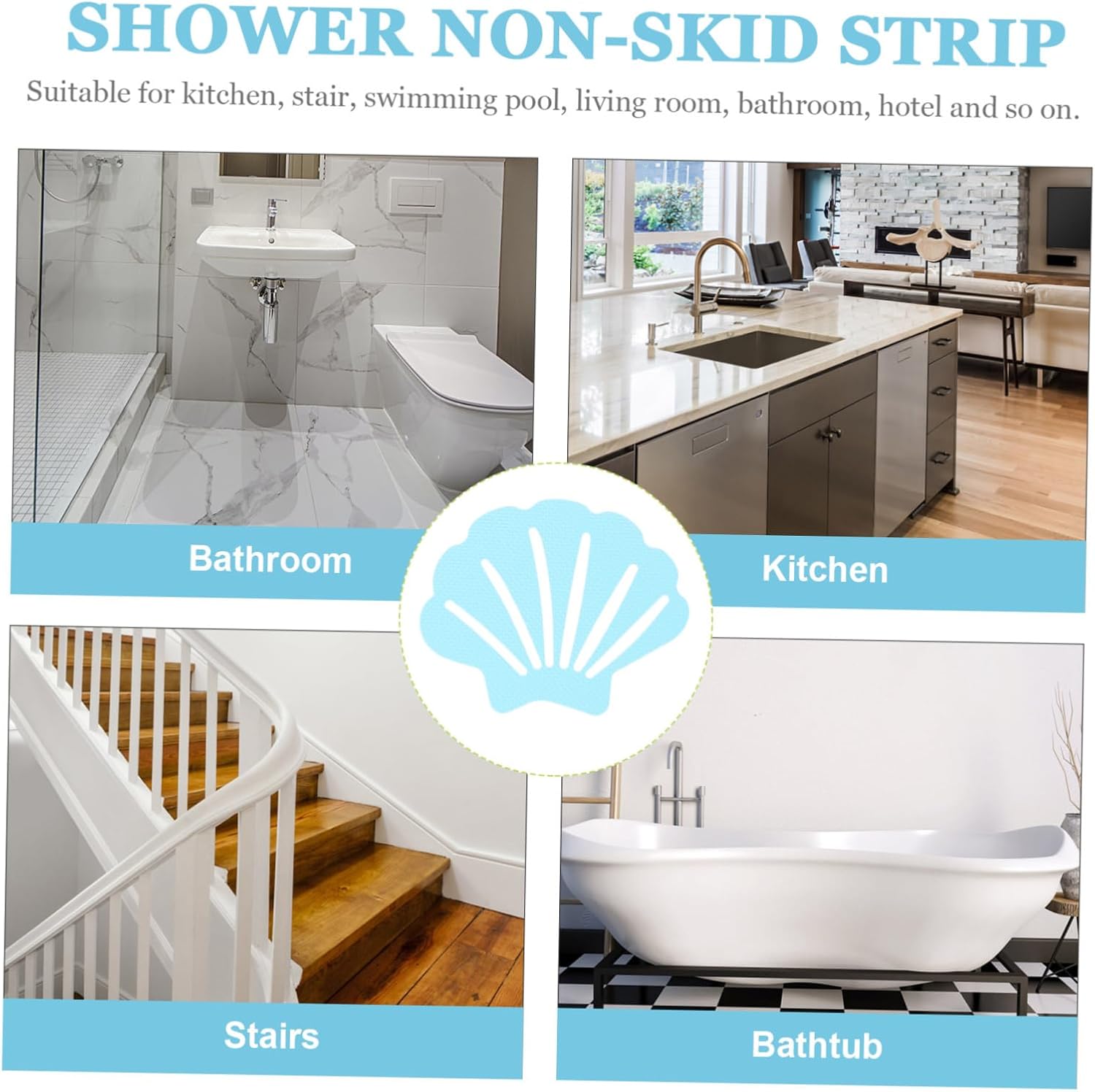 TINEASUR 30pcs Shell Shaped Non-Slip Bath Decals