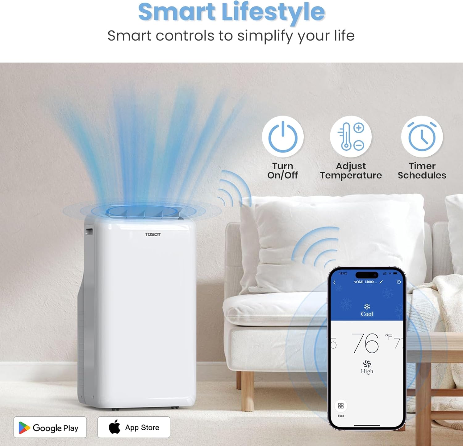 TOSOT 14000 BTU Smart WiFi Portable AC with Heater