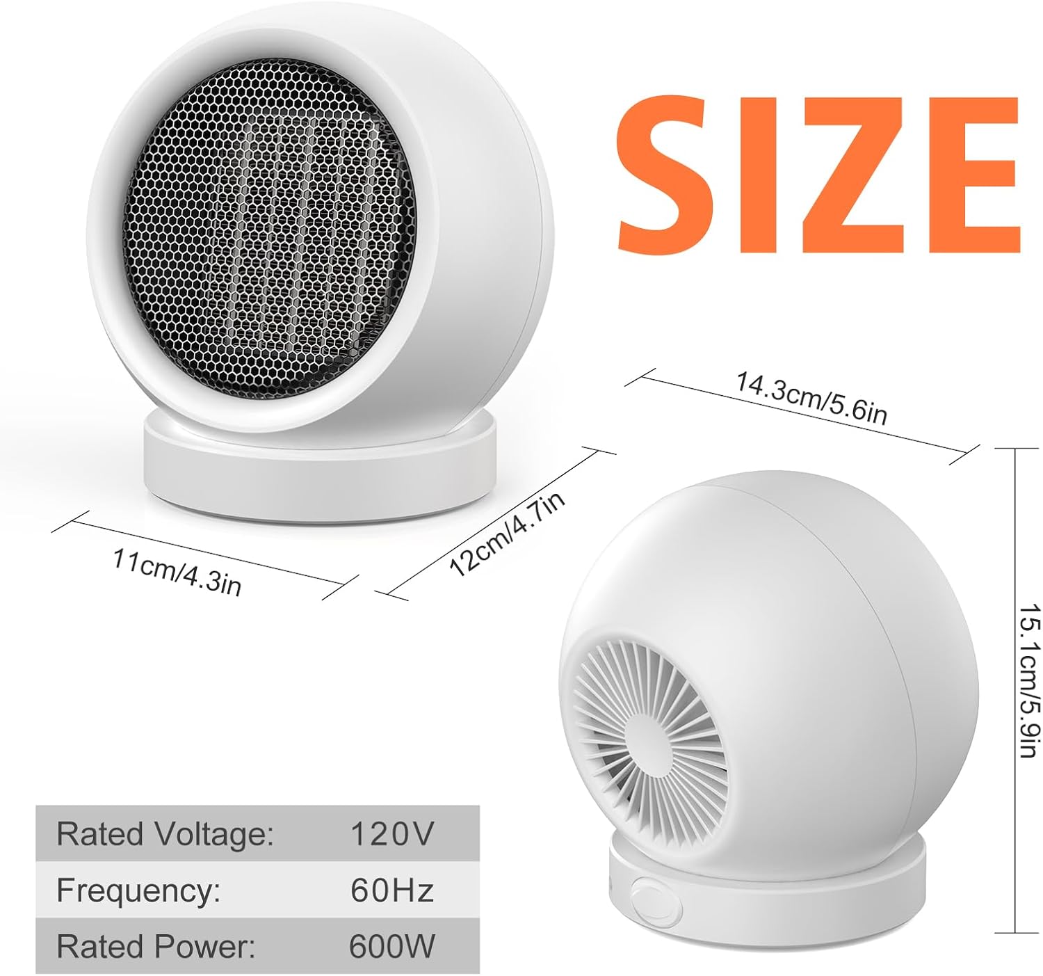 Coolfor 600W PTC Ceramic Space Heater for Home Office