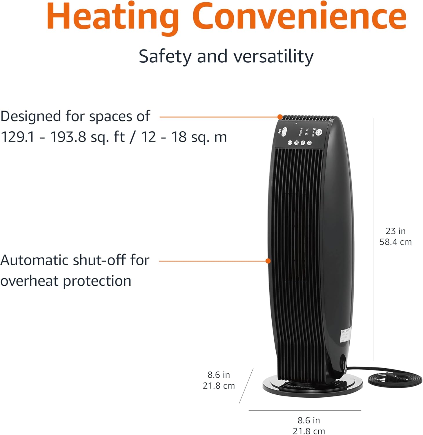 Amazon Basics Oscillating Heater with Remote Control and Safety Features