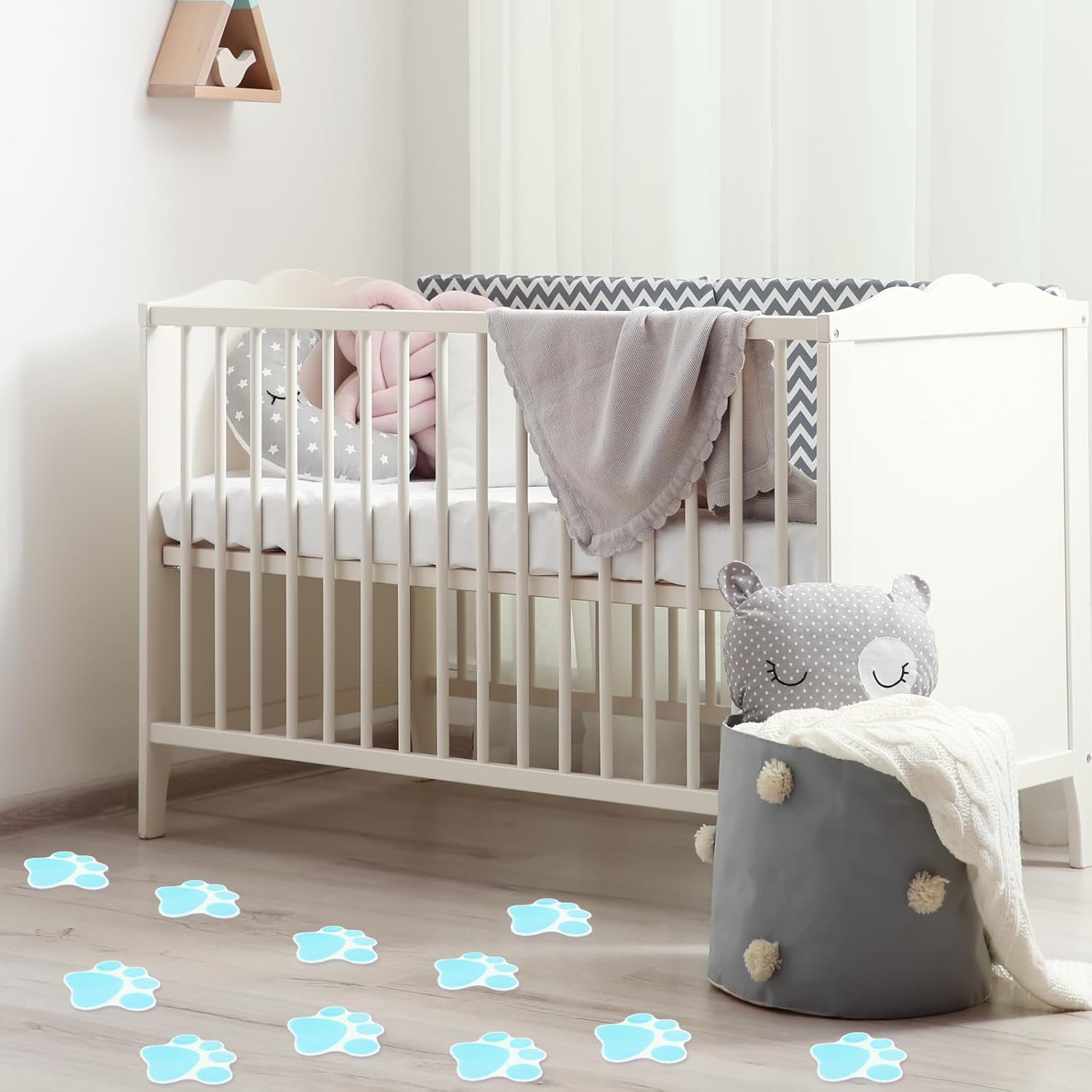 20 Pcs Blue Paw Print Non Slip Bath Stickers