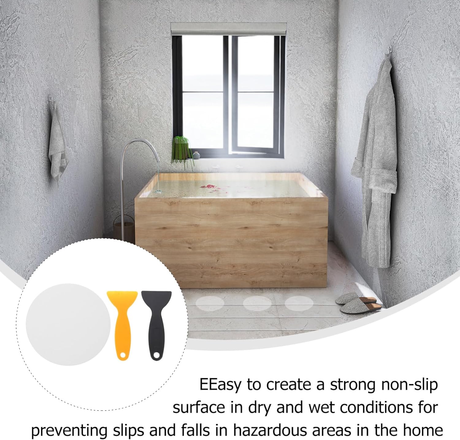 HAKIDZEL 1Set Non-Slip Bathroom Floor Stickers Transparent Peva Anti-Slip Decals