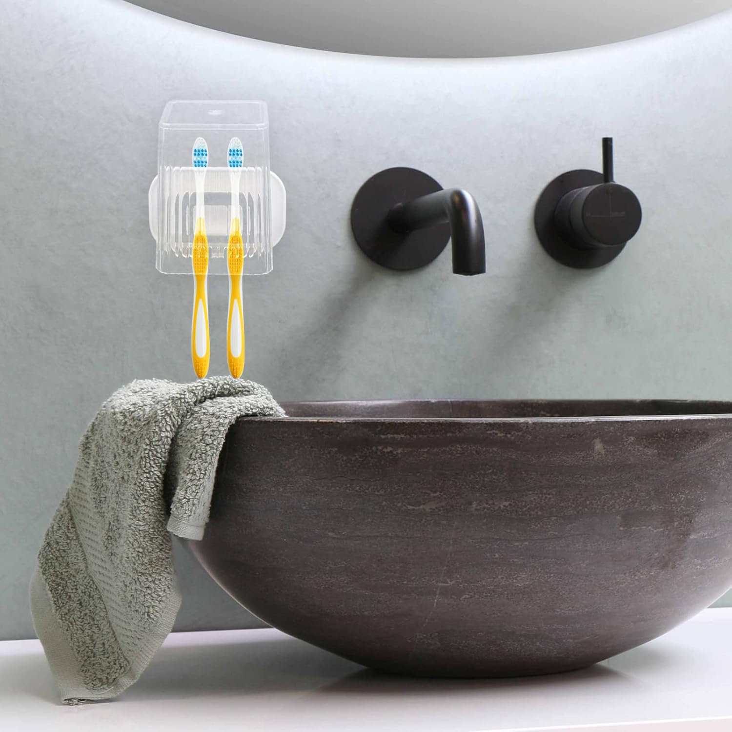 HOLIDYOYO 1set Wall Mounted Toothbrush Holder Set