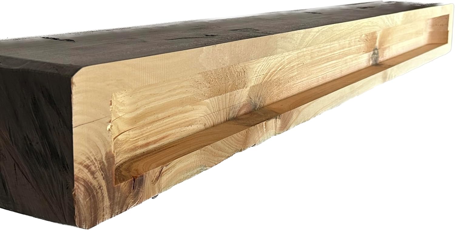 JH Yoder Timbers 6x8x60 Inch Solid Rustic Fireplace Mantel