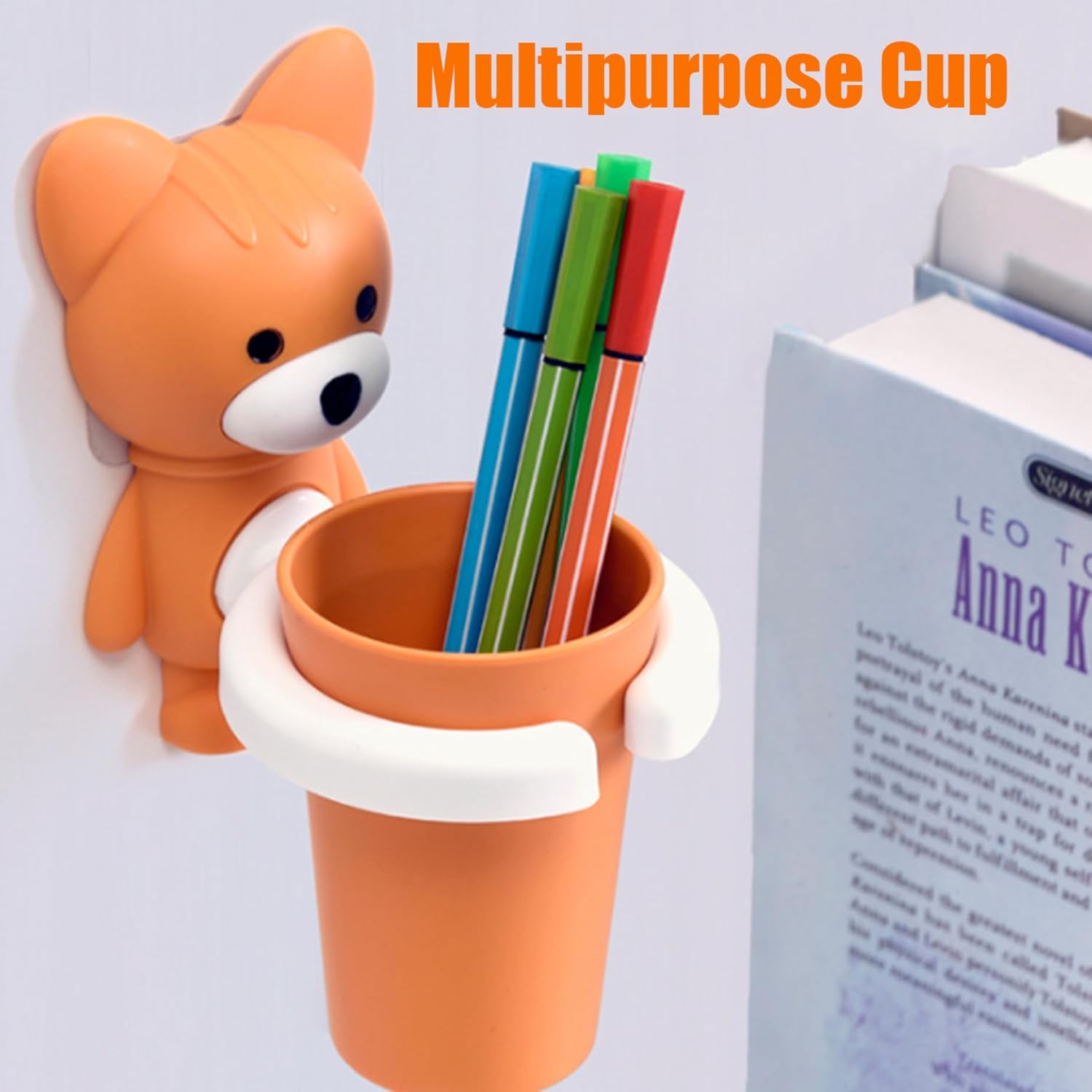 Kids Cartoon Fox Toothbrush Holder Wall Mount