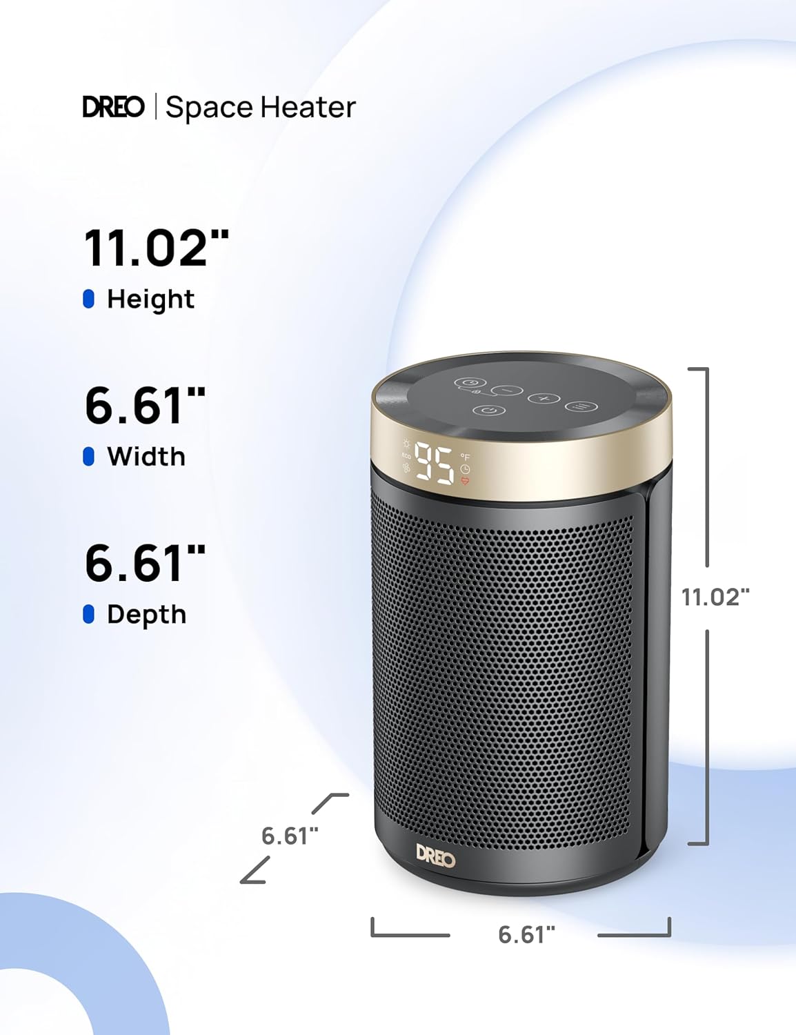 Dreo Space Heater - 1500W PTC Ceramic with Thermostat and Remote