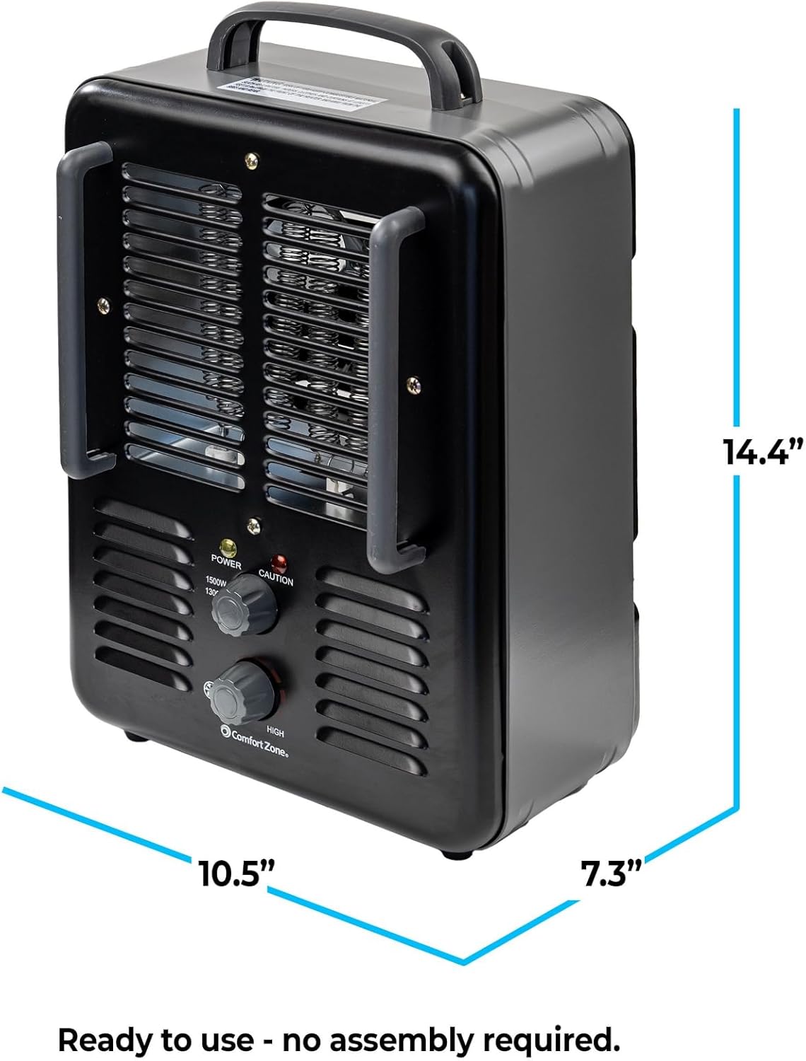 Comfort Zone 1500W Electric Space Heater with Safety Features
