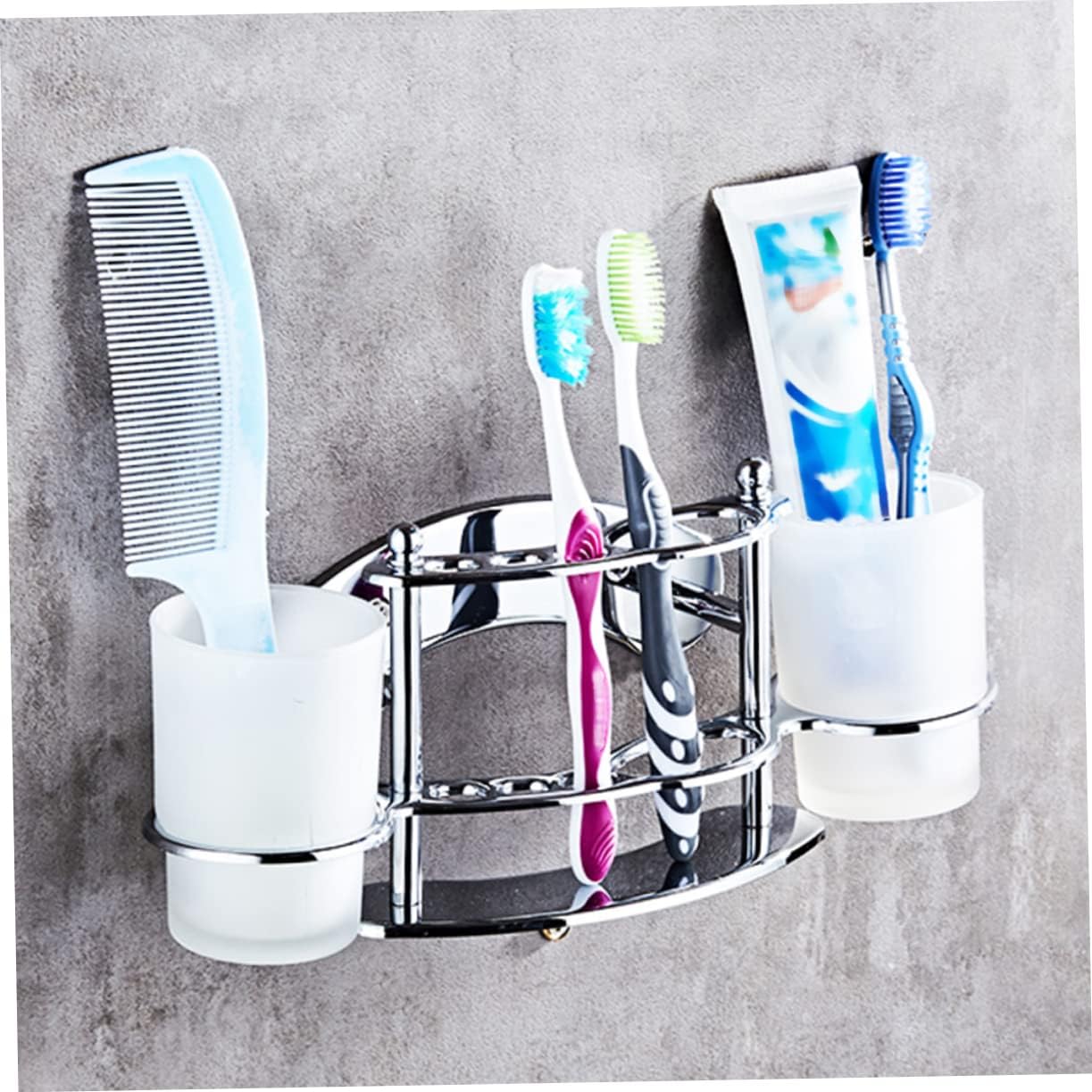 BUGUUYO Wall Mounted Toothbrush Holder with Cup