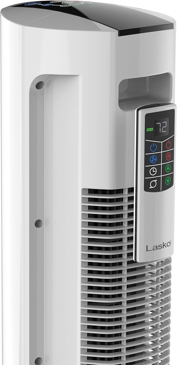Lasko 1500 Watt 4 Speed Quiet Bladeless Tower Fan and Space Heater White