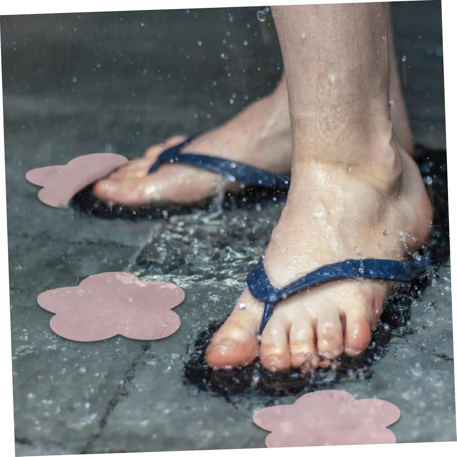 20pcs Non-Slip Pink Rubber Bathtub Stickers