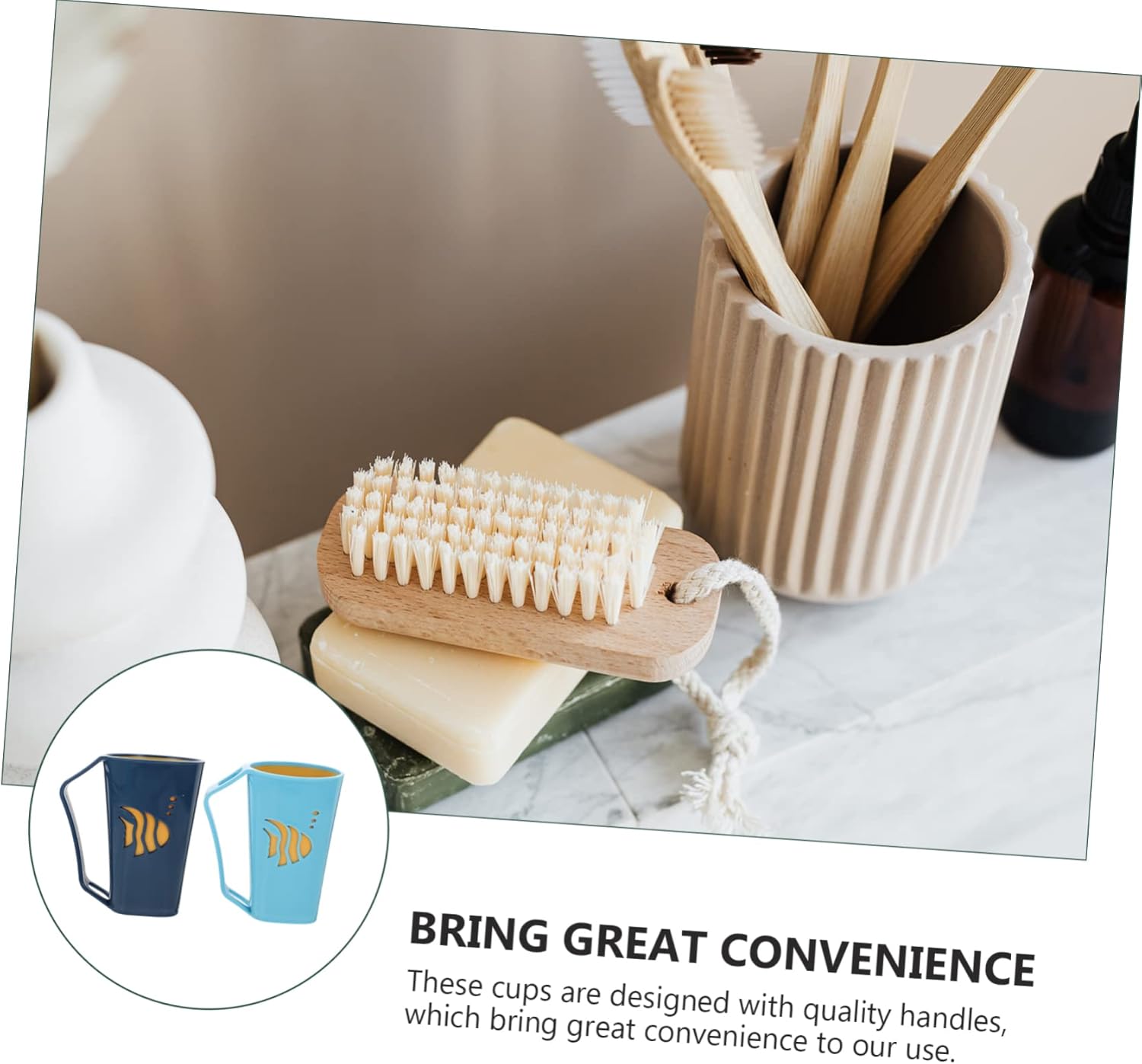 Cabilock 2 Pcs Brush and Wash Cup for Bathroom and Kitchen