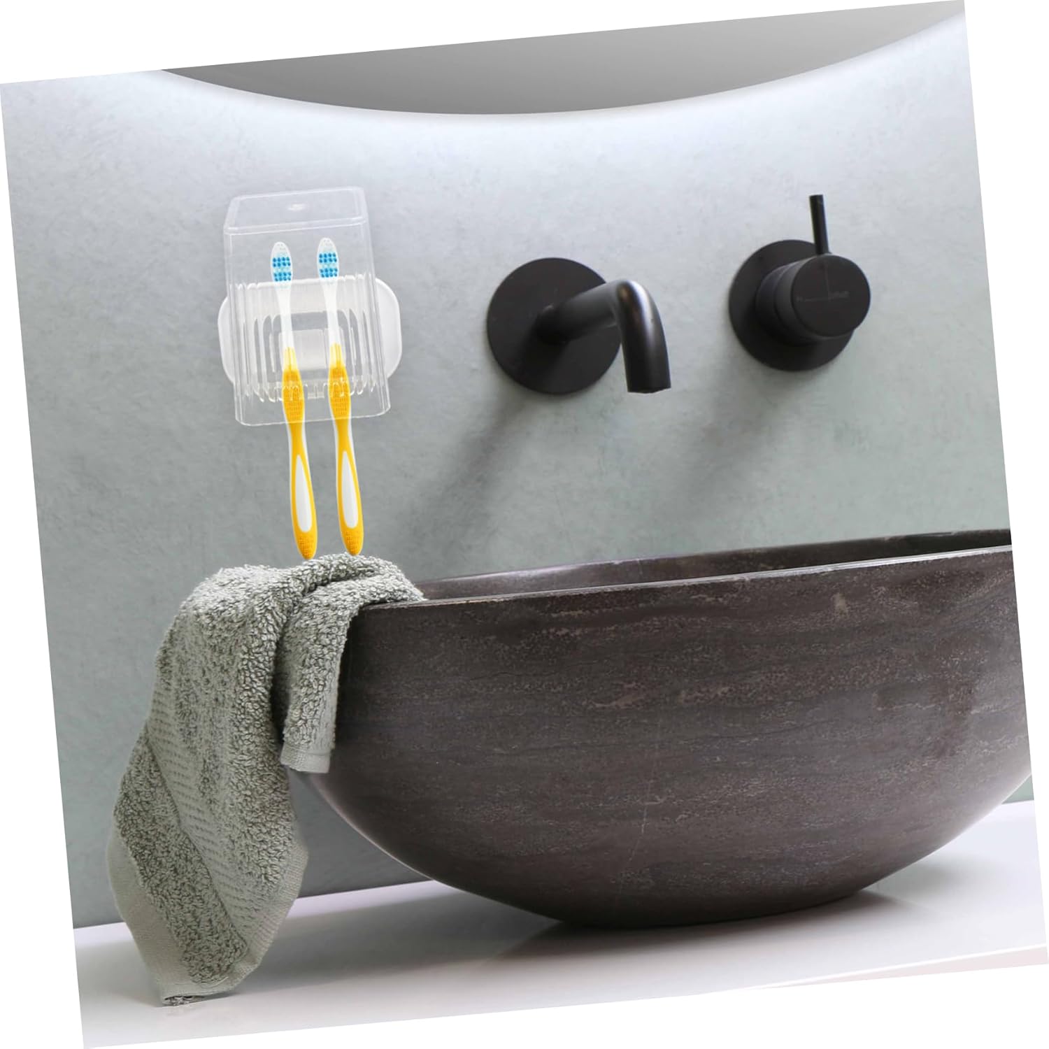 Happyyami Wall Mounted Toothbrush Holder Set 1