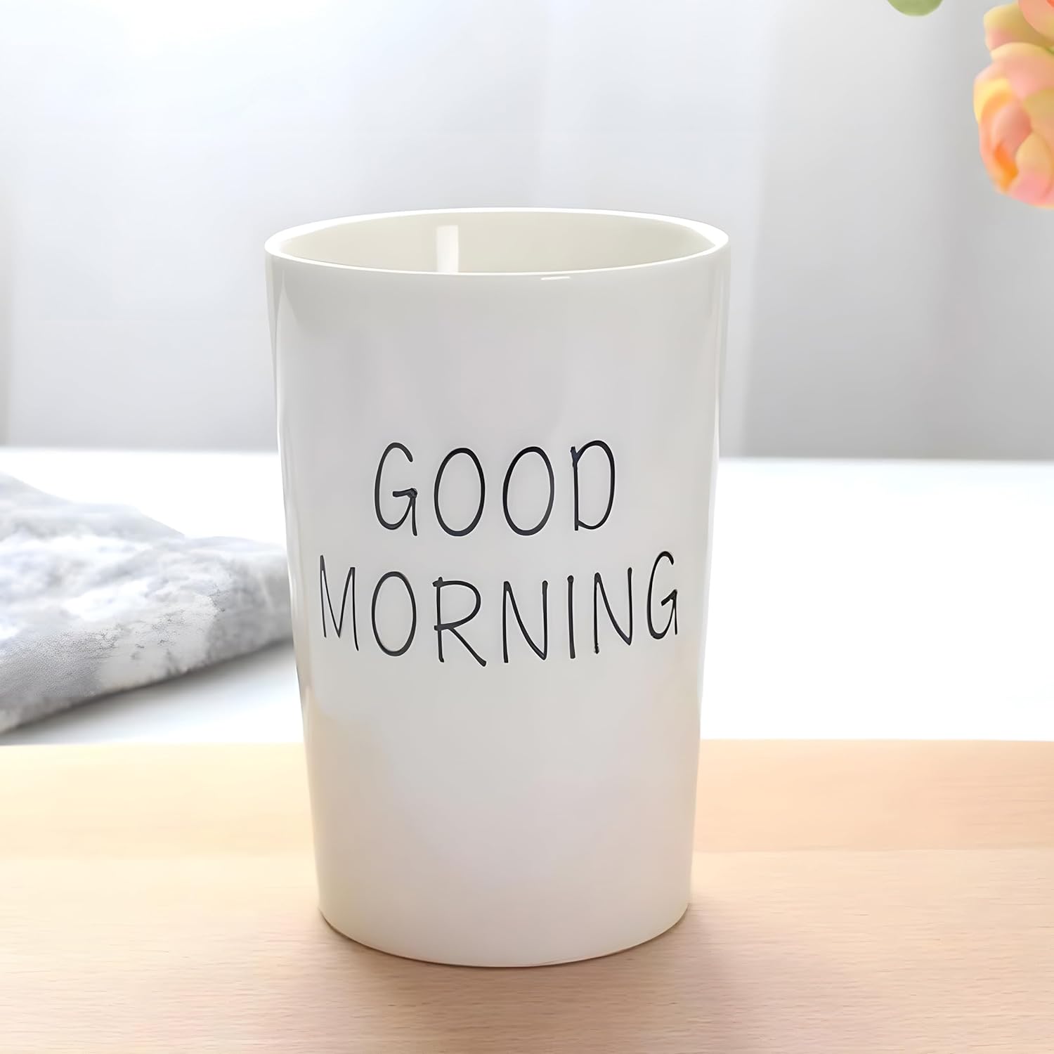 Kelake White Ceramic Tumbler Cup - 350ml Toothbrush Holder