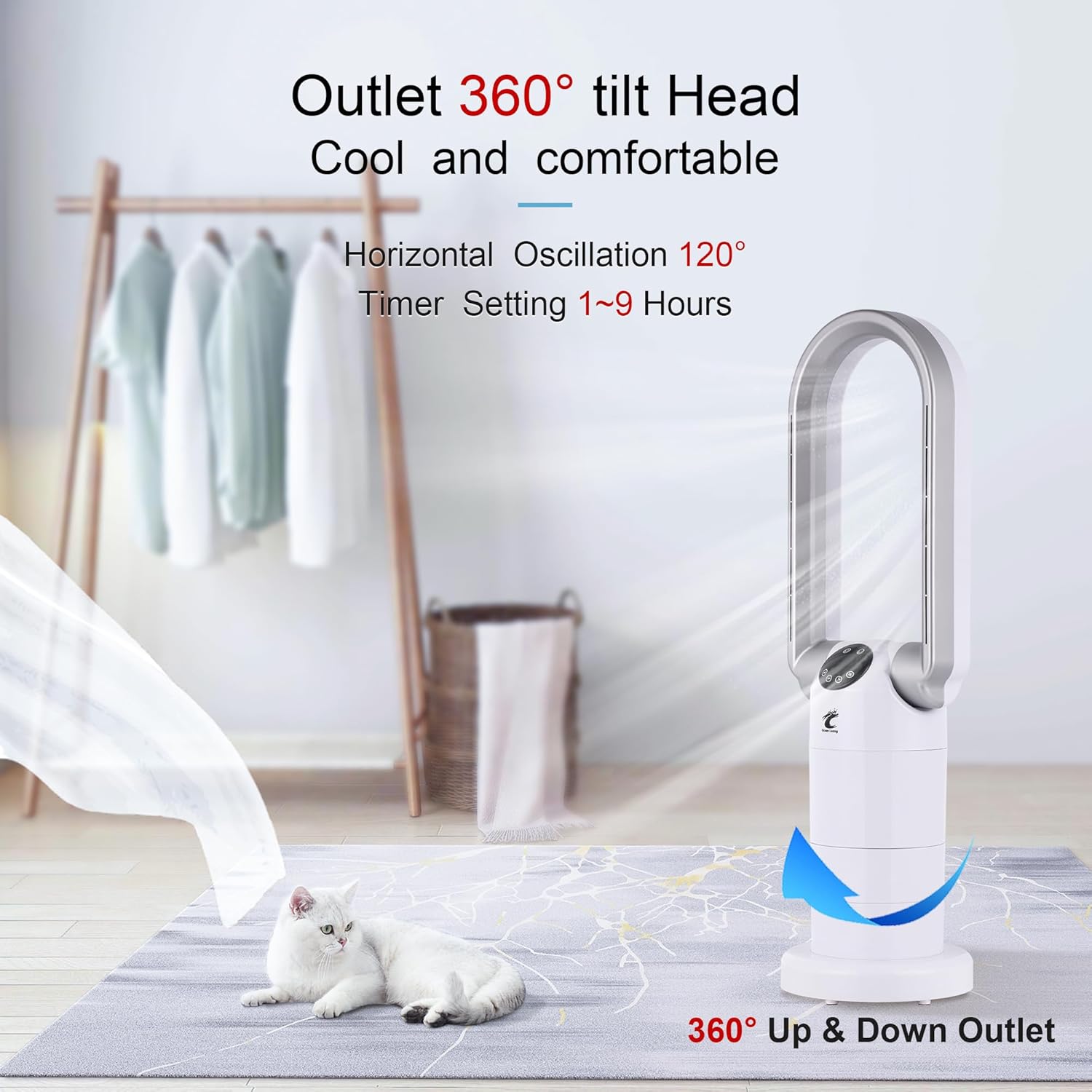 Ocean Loong 1500W Space Heater and Bladeless Fan Combo White