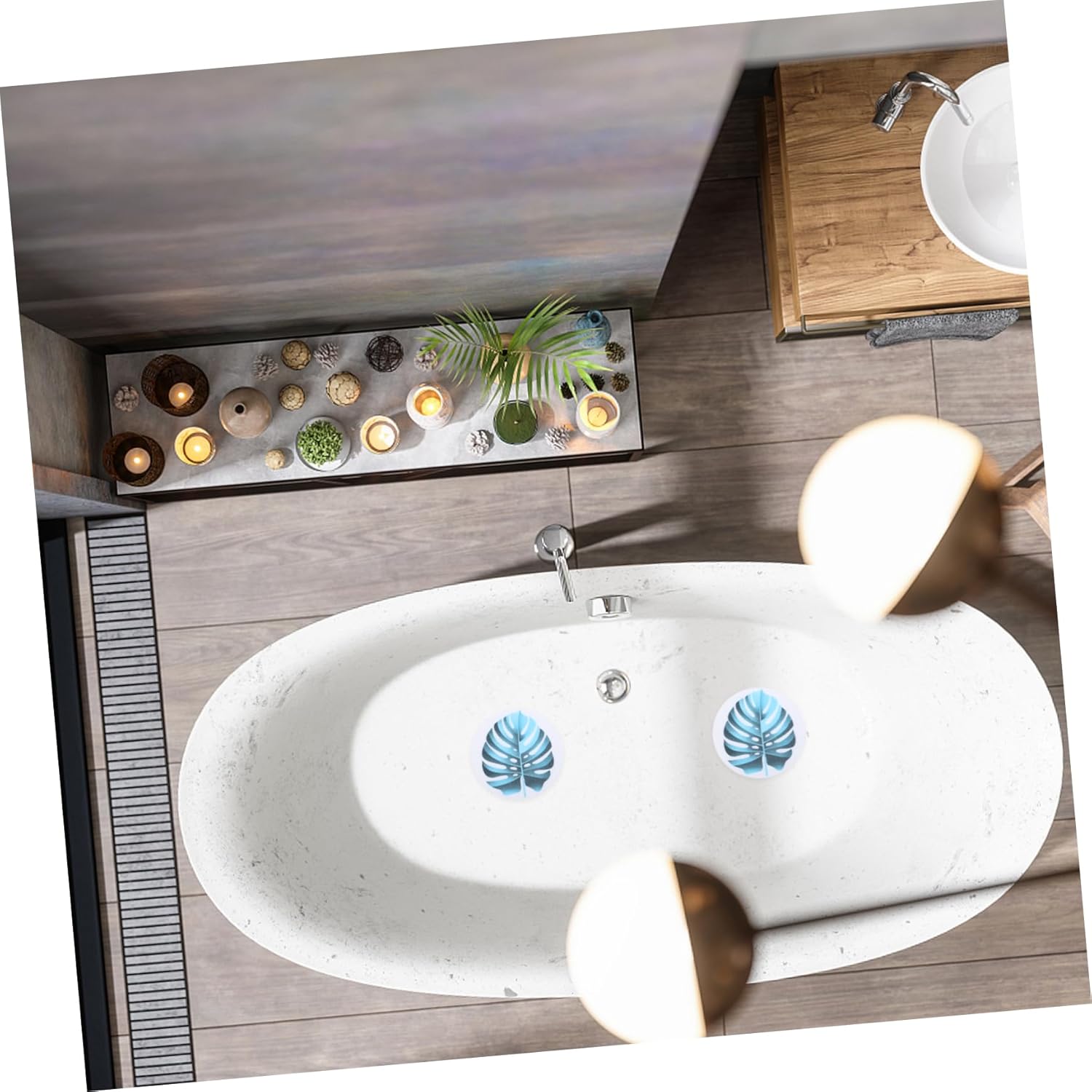 HEALLILY Anti-Slip Bathtub Decals with Leaf Design