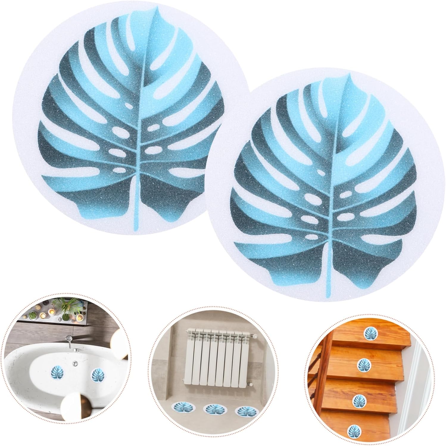 SOLUSTRE 1Set Non-Slip Bathtub Stickers with Leaf Design