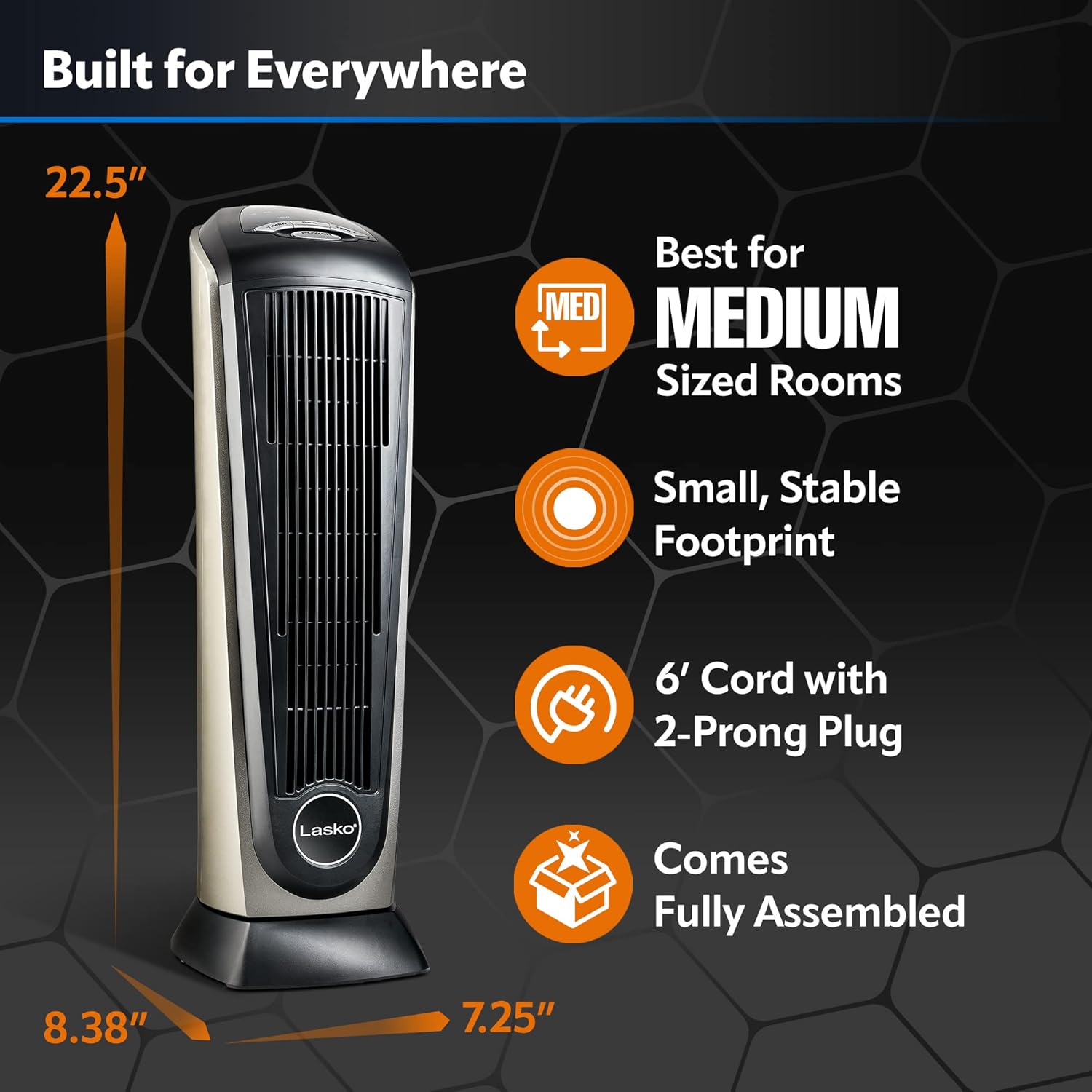 Lasko 225 Inch Oscillating Ceramic Space Heater with Remote Control and Timer