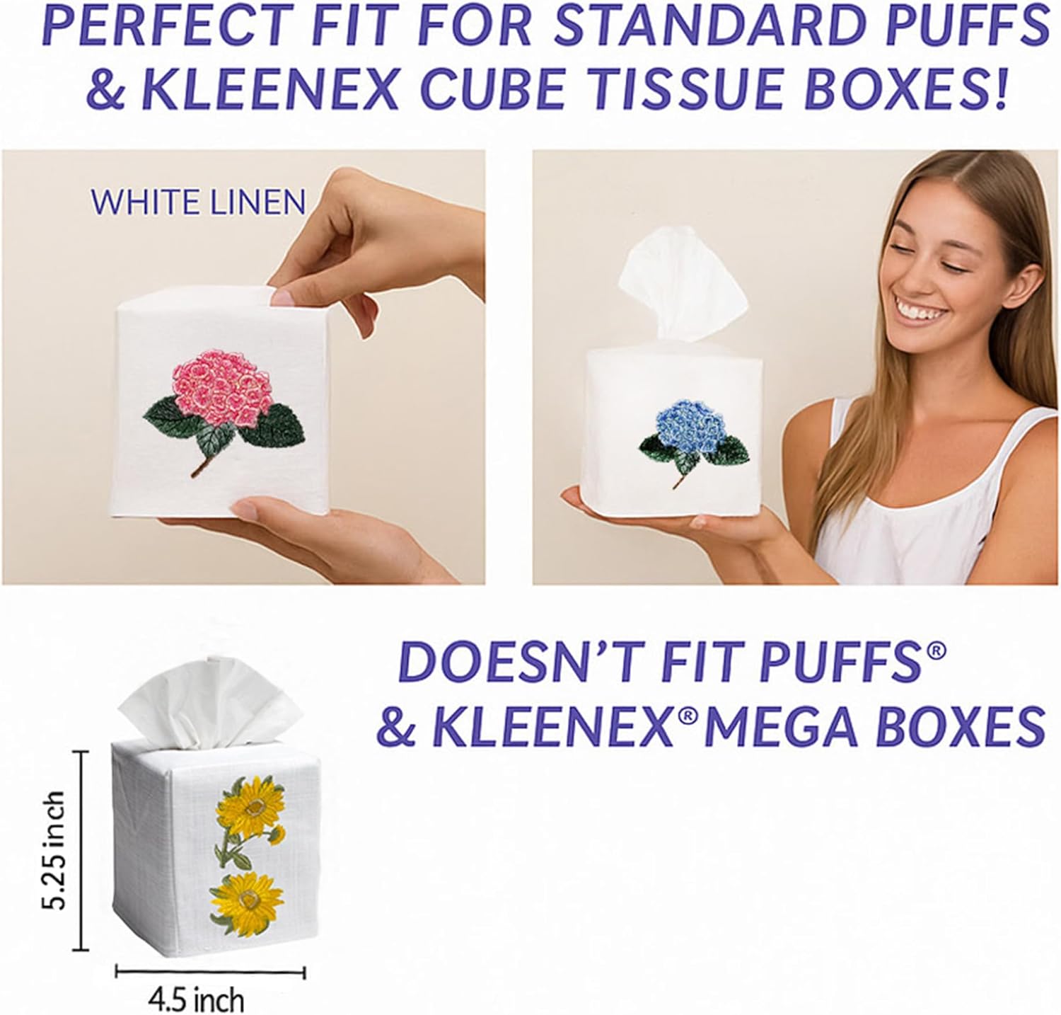 Jacaranda Living Square Tissue Box Cover with Animal Design