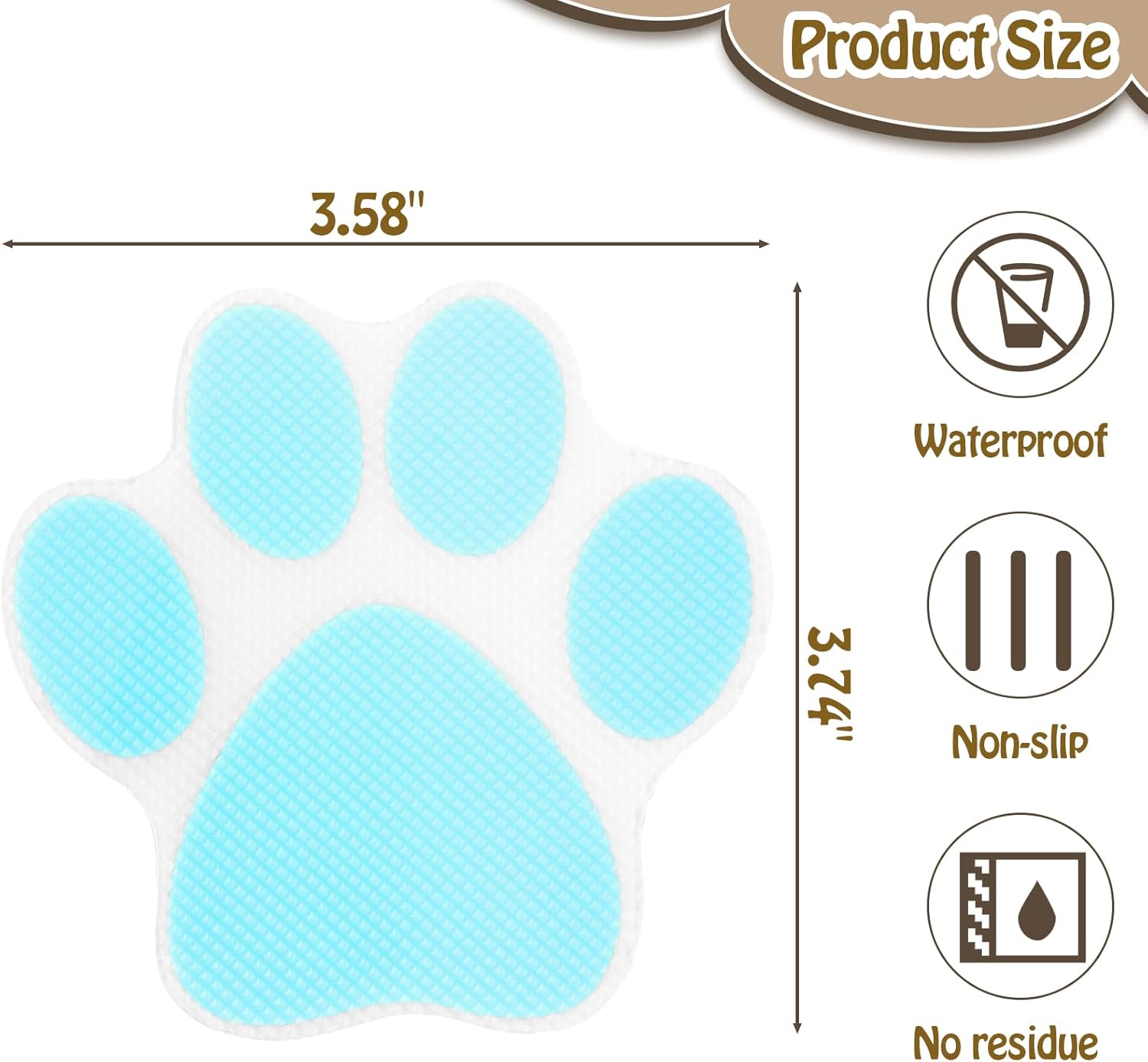 20 Pcs Blue Paw Print Non Slip Bath Stickers