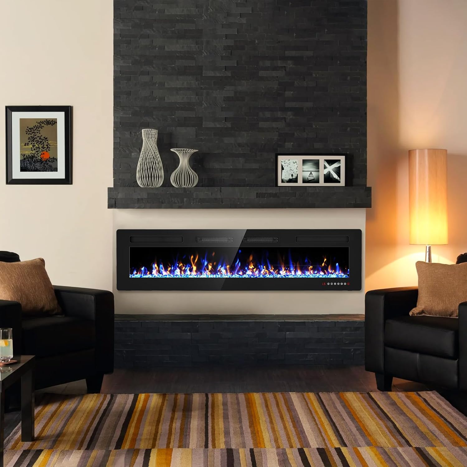 72 Inch Ultra Thin Electric Fireplace with Remote and Touch Screen