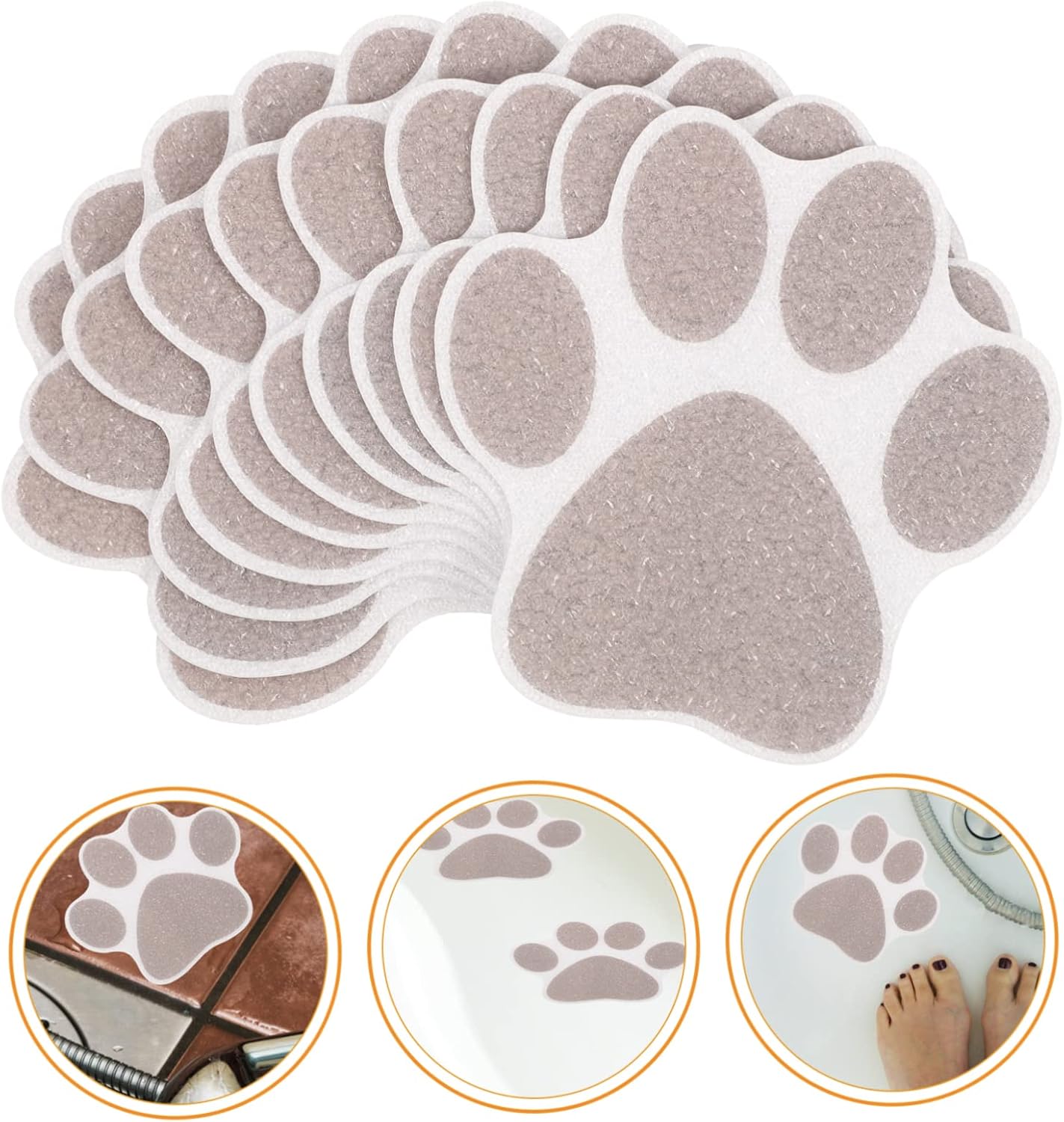 FONDOTIN Non-Slip Shower Floor Stickers 10pcs Paw Decals 1