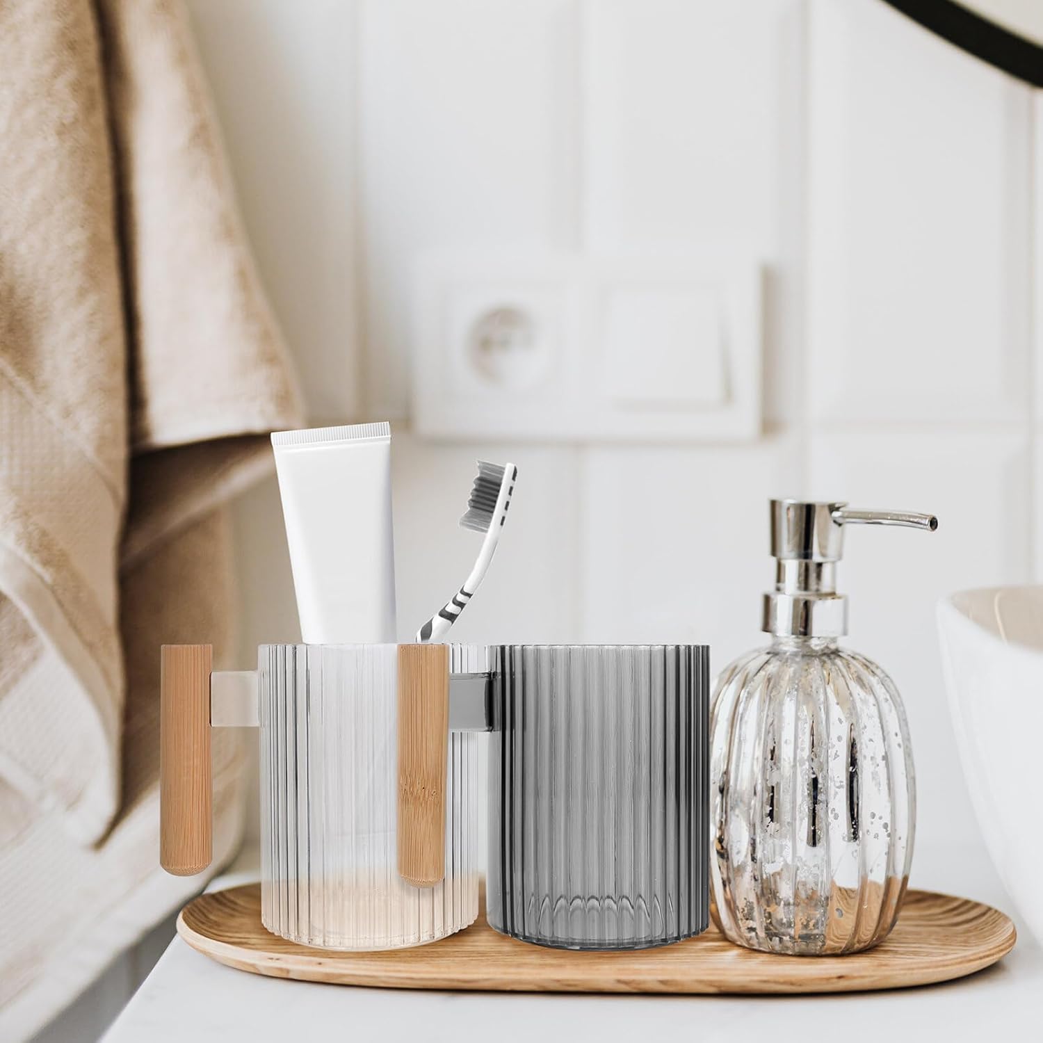 ABOOFAN 4-Piece Toothbrush Storage Cup Set