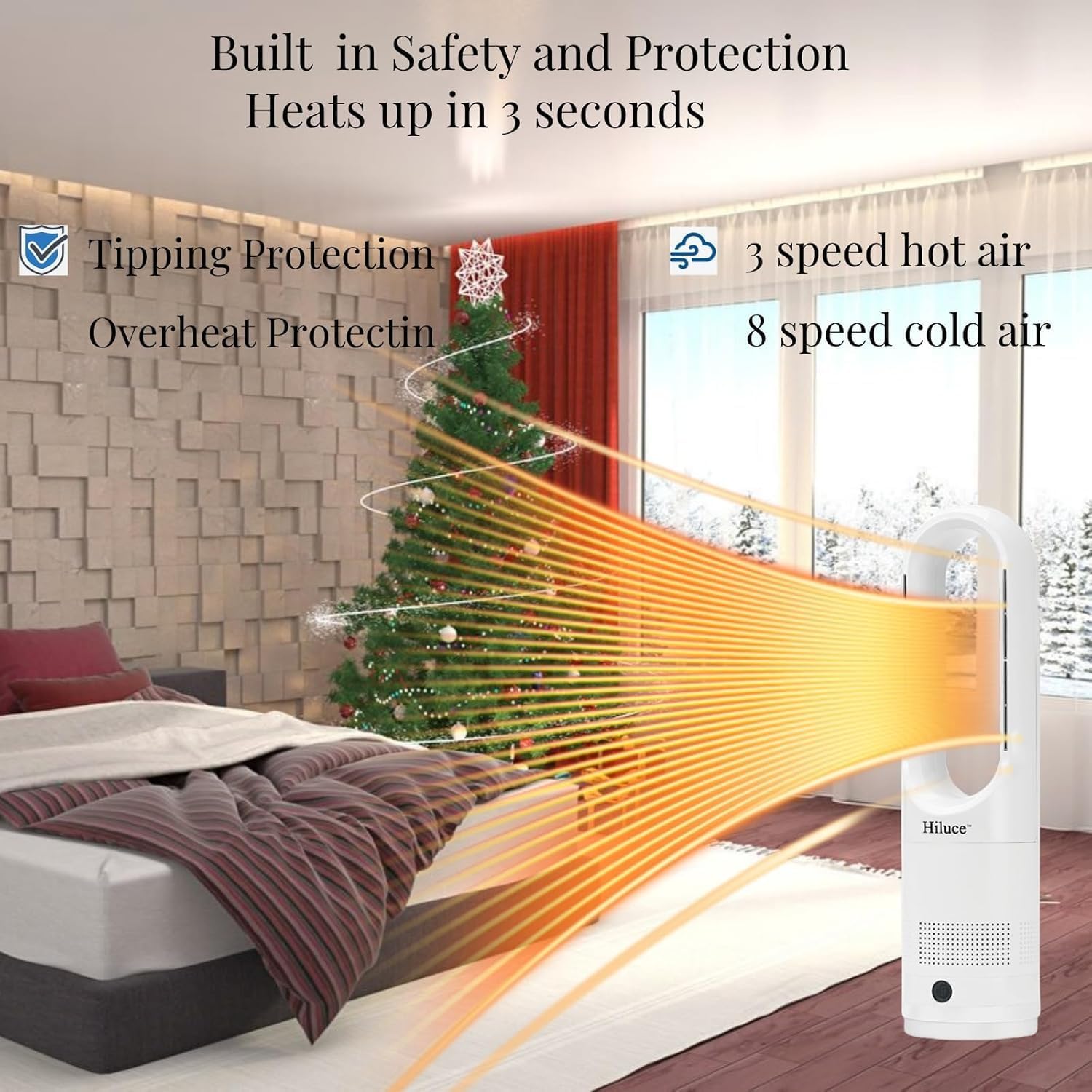 Hiluce All Season Fan Heater Combo with Remote and 80 Oscillating