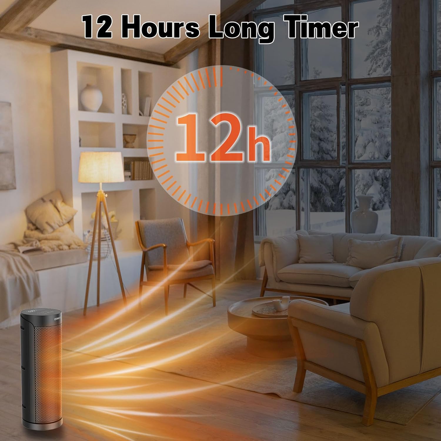 QOWETU 1500W Quiet PTC Ceramic Space Heater with Remote