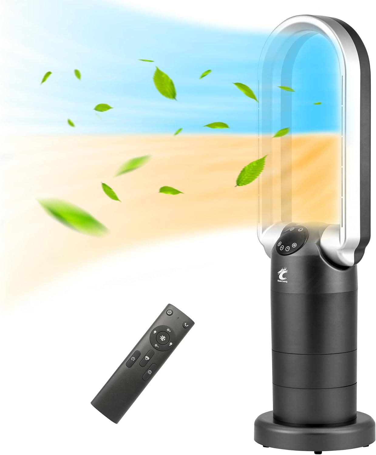 OceanLoong 1500W Bladeless Tower Fan Space Heater Combo with Remote Control